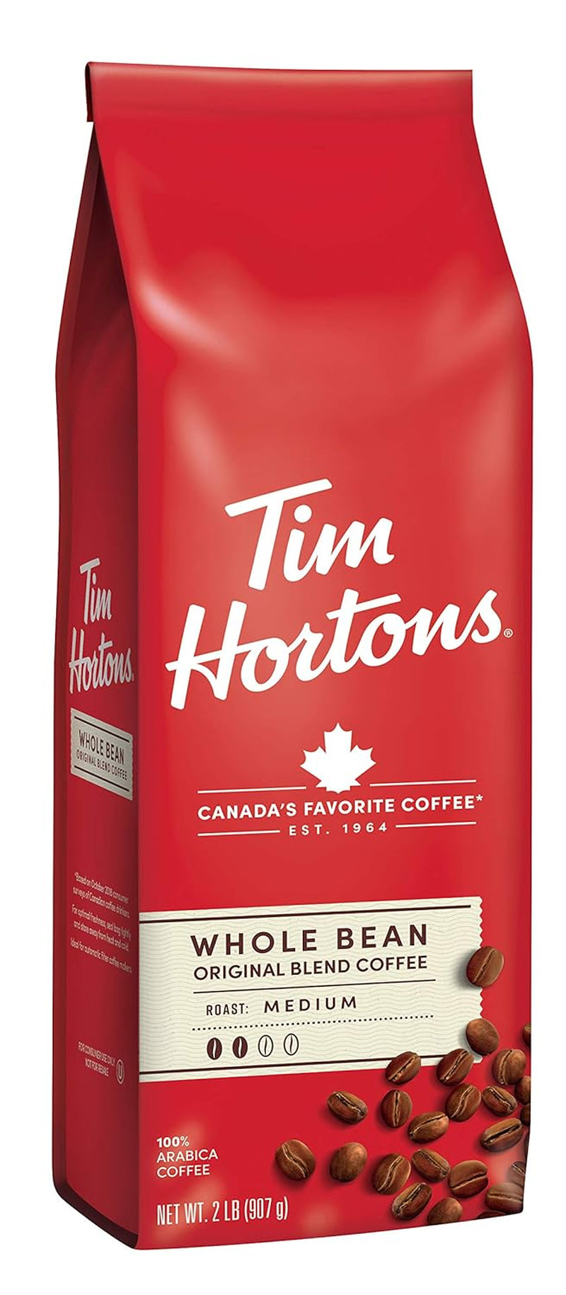 Tim Horton's 100 % Arabica, torréfaction moyenne, mélange original, café en grains entiers, 2 lb.