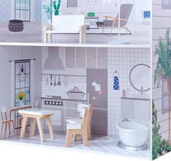 Teamson Kids Olivia's Little World Maison de poupée géante avec meubles et accessoires, maison de poupée en bois, ensemble de jeu à 3 niveaux pour poupées de 30 cm, à partir de 3 ans