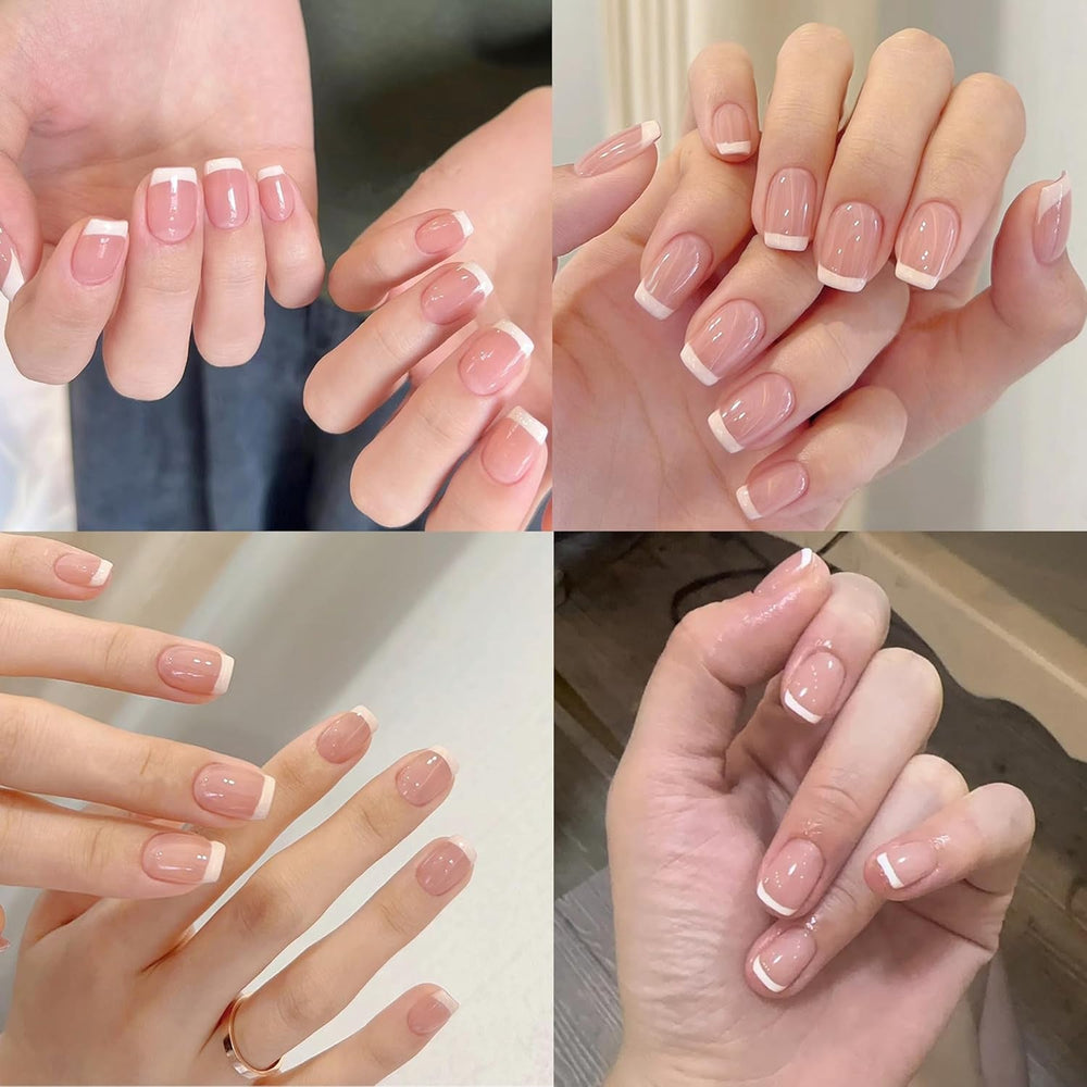 240 ensemble de faux ongles français courts, ongles artificiels carrés, colle sur les ongles, pointes d'ongles en acrylique, faux ongles pour femmes, Nail Art DIY