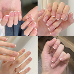 240 ensemble de faux ongles français courts, ongles artificiels carrés, colle sur les ongles, pointes d'ongles en acrylique, faux ongles pour femmes, Nail Art DIY
