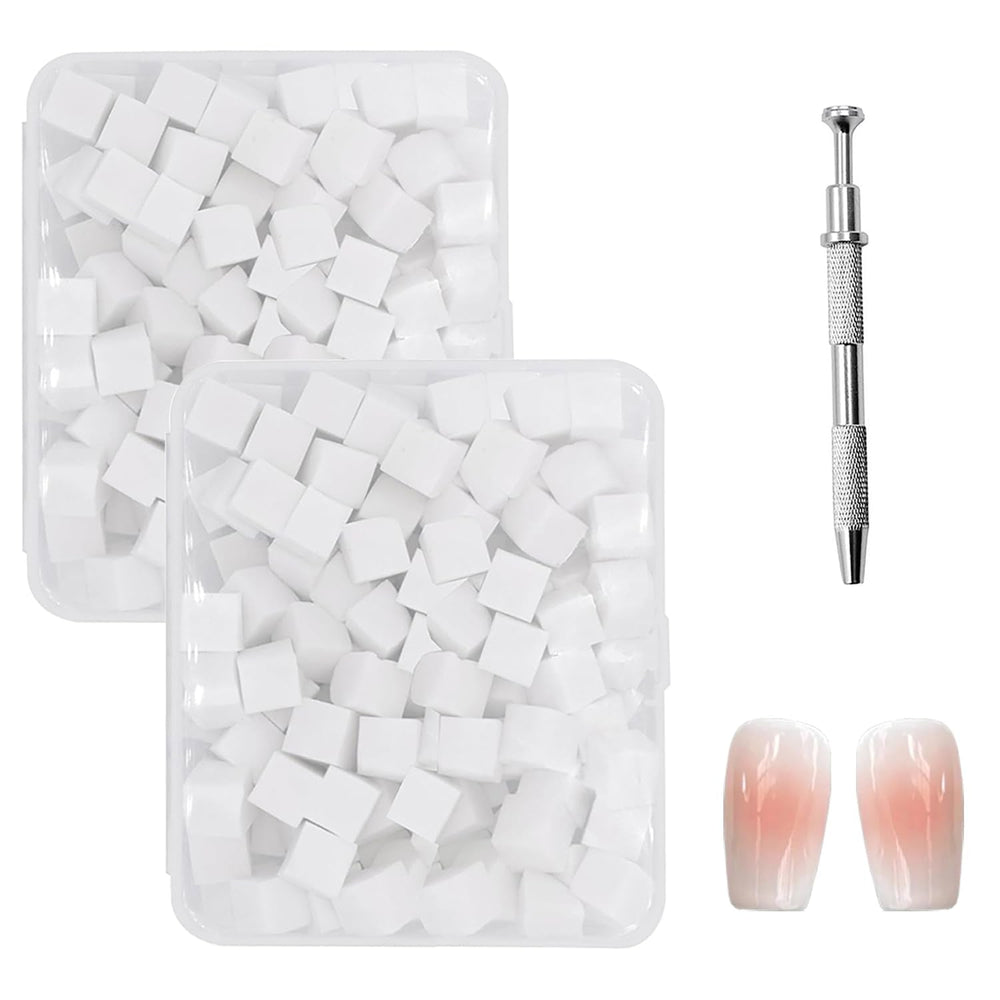 200 pièces Nail Art Schwamm Mit Metallgreifer, Nageldesign Zubehör Schwammpinsel, Um Eine Varuntzen von Gradient Nail Art Patterns Zu Erstellen(Blanc)