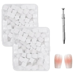 200 pièces Nail Art Schwamm Mit Metallgreifer, Nageldesign Zubehör Schwammpinsel, Um Eine Varuntzen von Gradient Nail Art Patterns Zu Erstellen(Blanc)