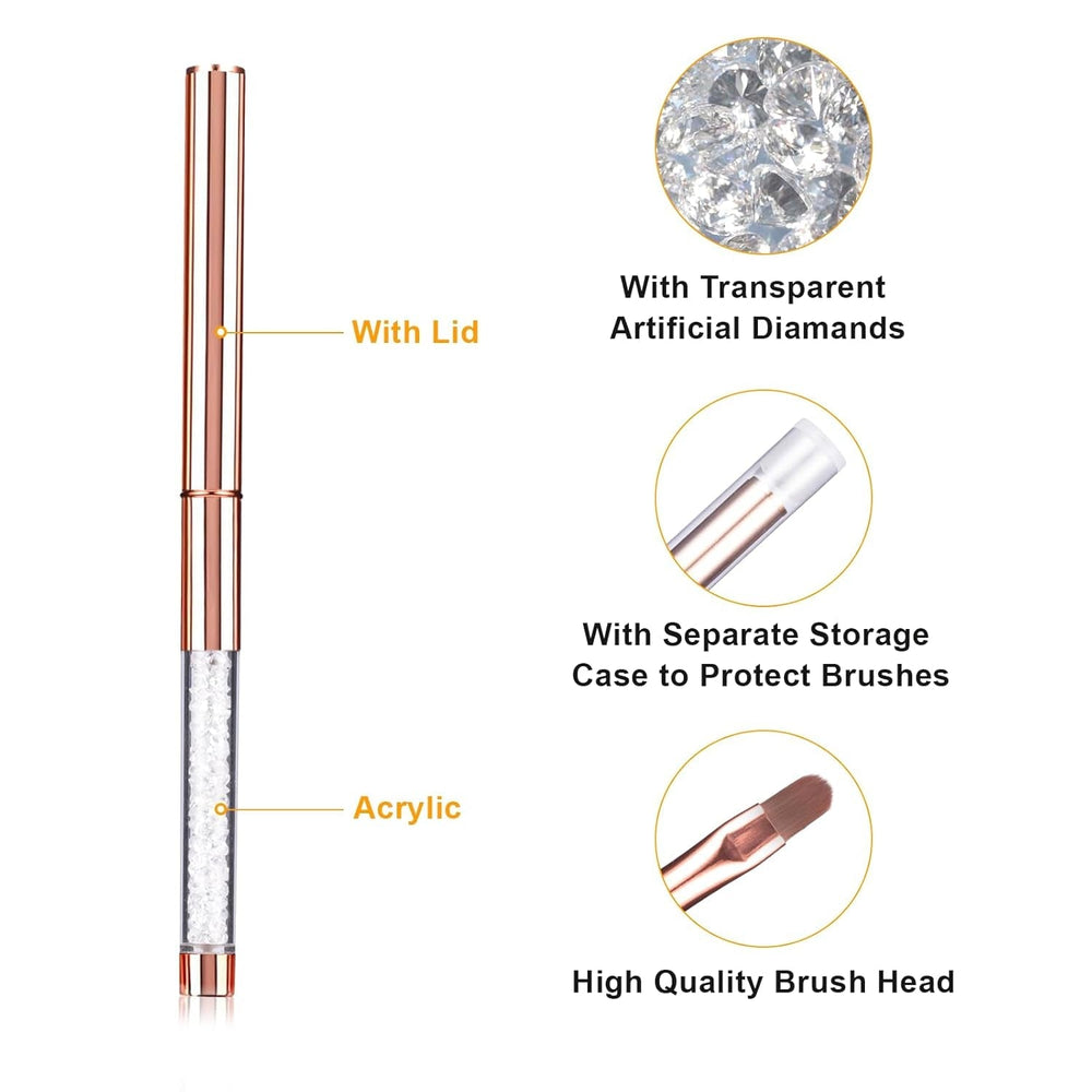 6 pièces brosses à ongles avec capuchon ongles UV Gel acrylique brosse à ongles brosse à ongles Gel partiel ensemble de pinceaux d'art des ongles