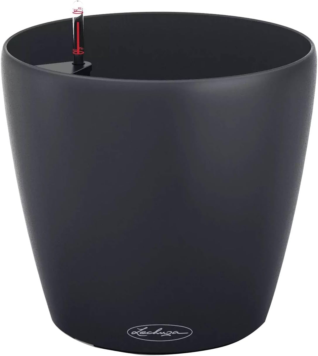 Jardinière LECHUZA Classico Couleur ECO 60 Gris Foncé | Jardinière avec système d'arrosage et indicateur de niveau d'eau | Fabriqué à partir de plastique 100 % recyclé | Finition mate | Ø60 x 55,5 cm | 18955