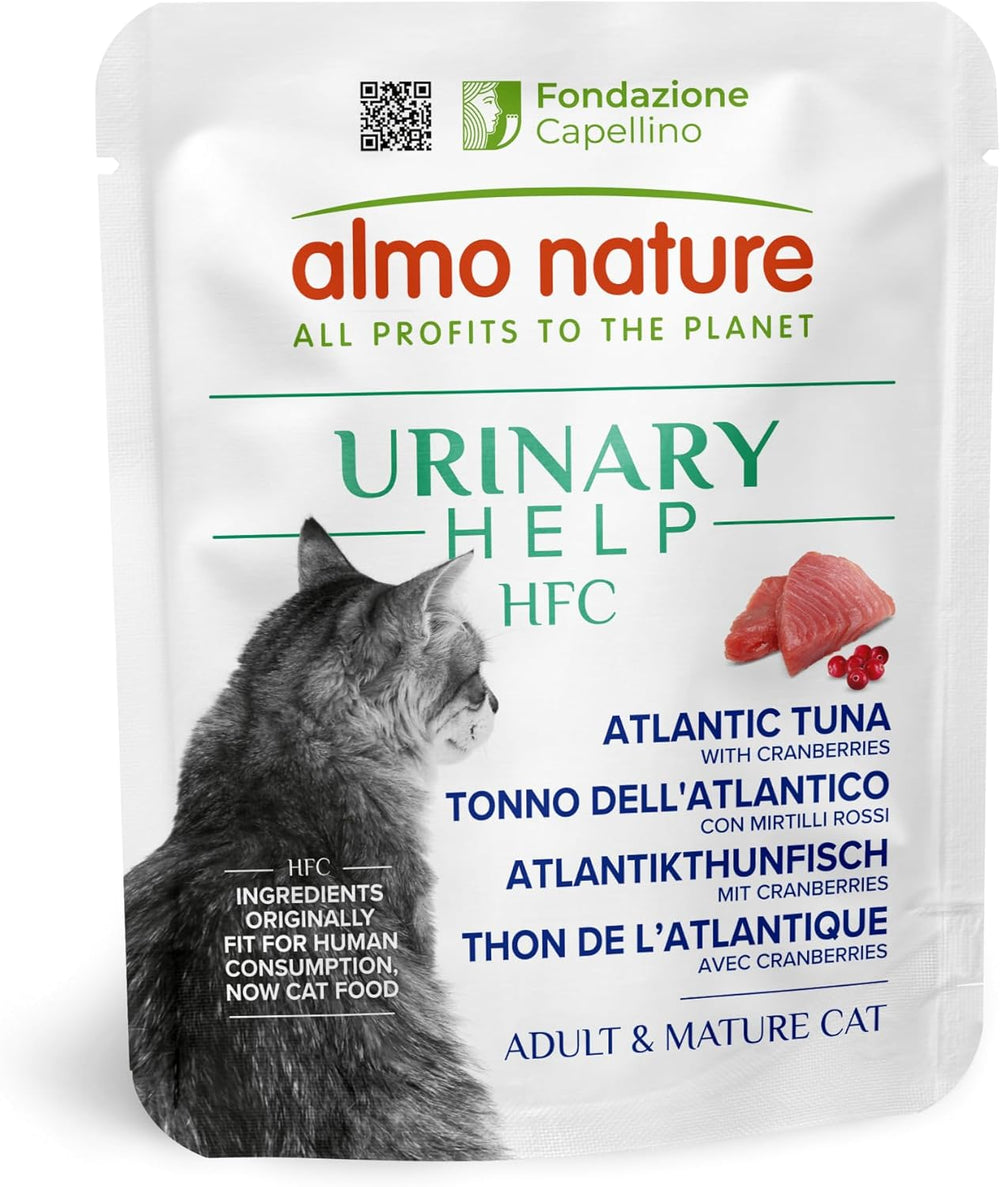 Almo Nature HFC Urinary Help - Nassfutter für Katzen - Unterstützung für die Harnwege - Atlantischer Tunfisch & Cranberries - Qualité humaine, monoprotéine, sans gluten - 24x50g