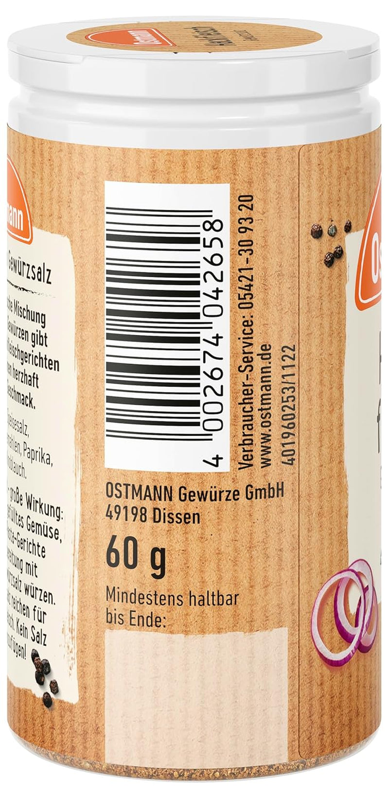 Ostmann Gewürze - Hackfleisch Gewürzsalz | Gewürz für Hackfleisch, Buletten ou Cevapcici | 60 g en Streudose
