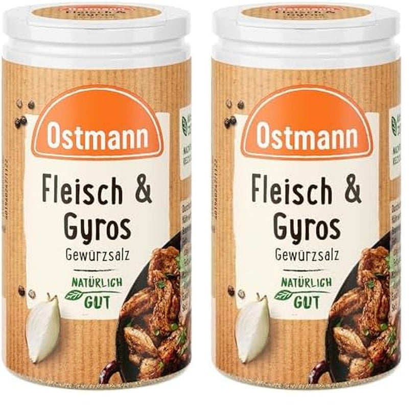 Ostmann Gewürze - Fleisch & Gyros Gewürzsalz | Pikantes Gewürz mit Mediterraner Note pour les grillades et les grillades Fleisch | Mit praktischem Streuaufsatz | 50 g dans une passoire