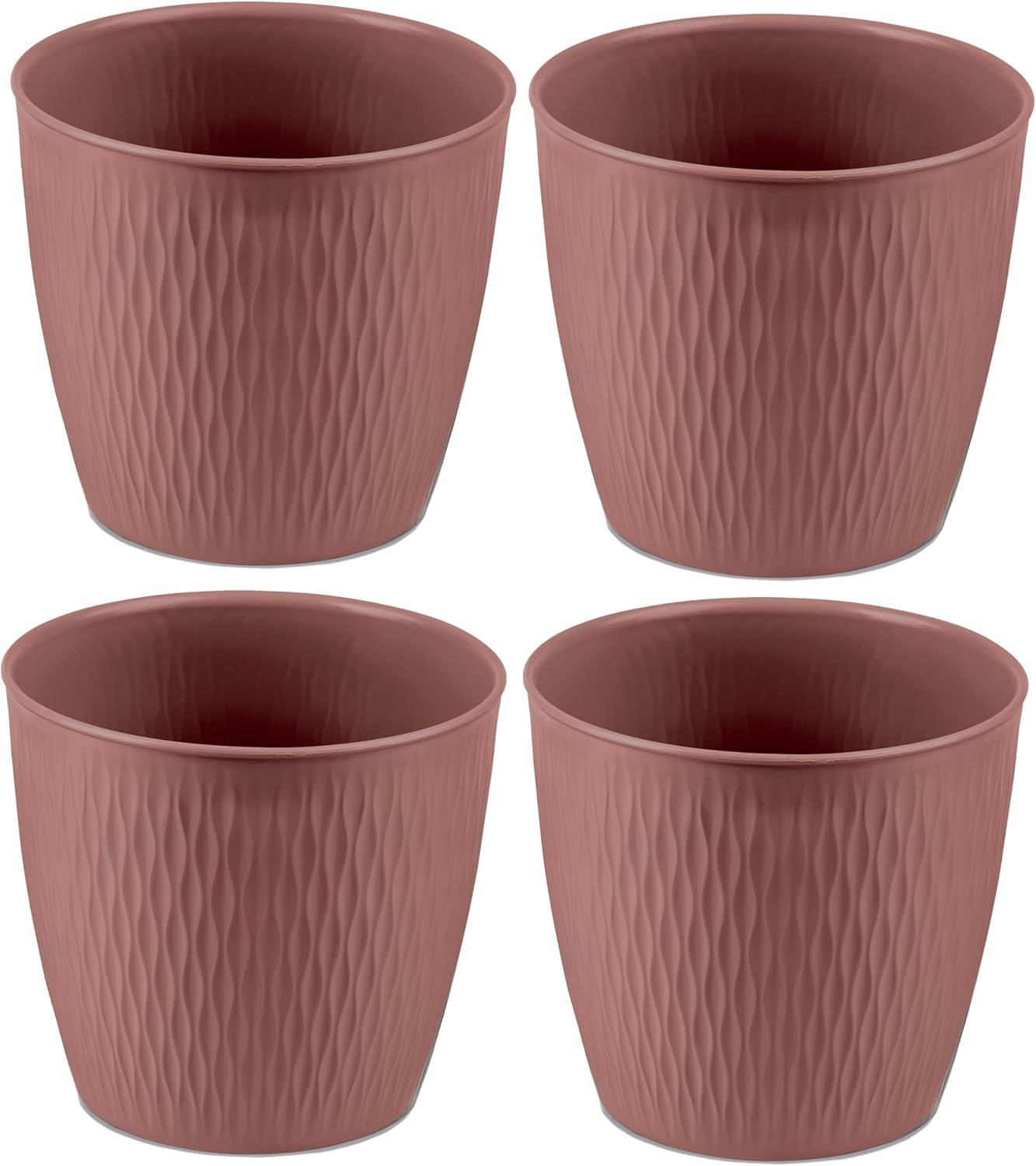 Lot de 5 pots marron diamètre 16 cm - Pots en plastique robustes - Jardinière décorative avec possibilité de drainage - Pot élégant pour l'intérieur et l'extérieur