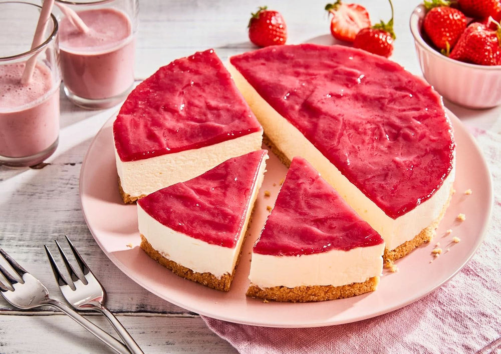 RUF New York Cheesecake Strawberry No Bake, Cheesecake américain original avec sauce aux fraises, 360 grammes Kitchen Naty Shop