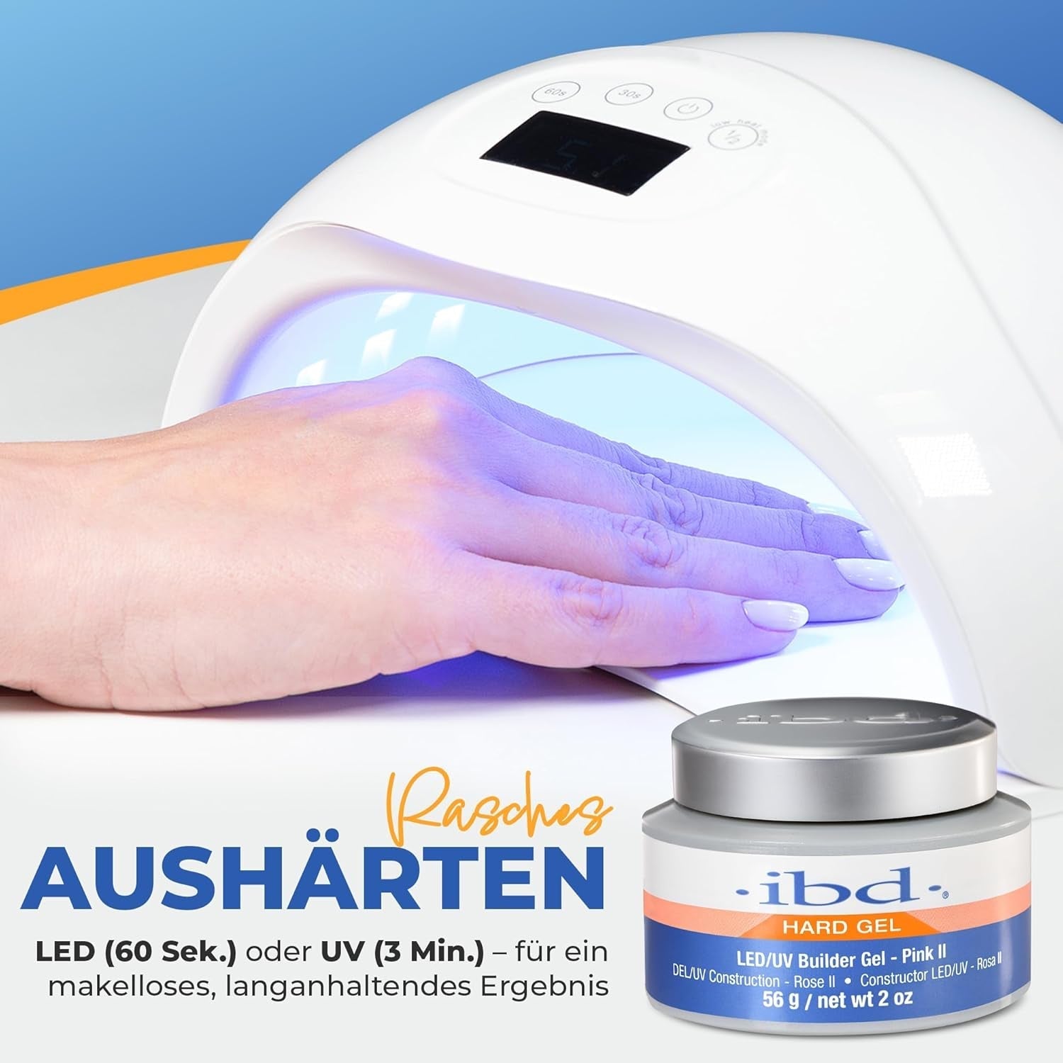 Gel dur IBD – Gel de construction LED/UV Rose II, 1 paquet (1 x 56 g) – Fabriqué aux États-Unis – Construction des ongles à la maison – Pas de rendez-vous ni de salons de manucure bruyants