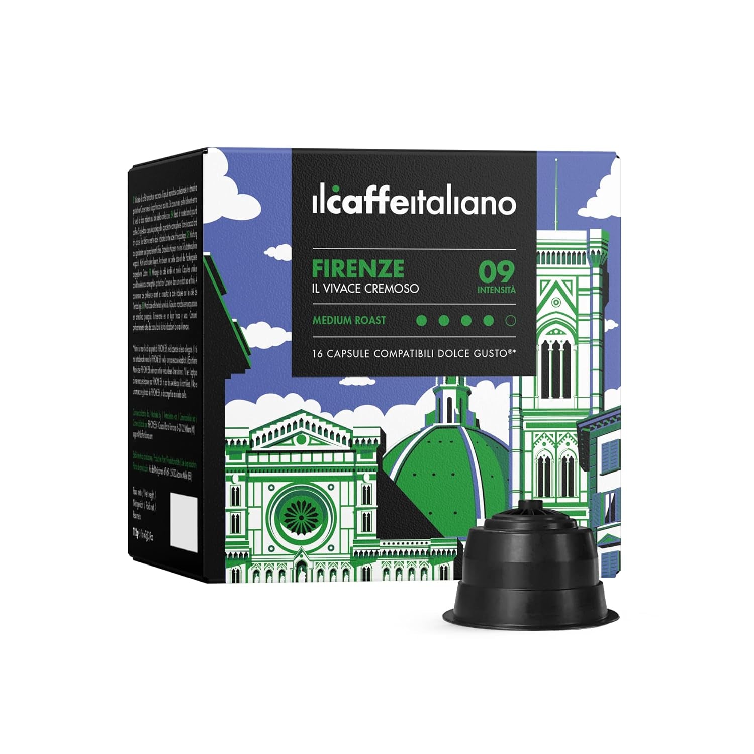 Nescafè Dolce Gusto, 96 capsules de café avec le système Nescafè-Dolce-Gusto compatible - Il Caffè Italiano - Mélange de Florence, Intensité 9