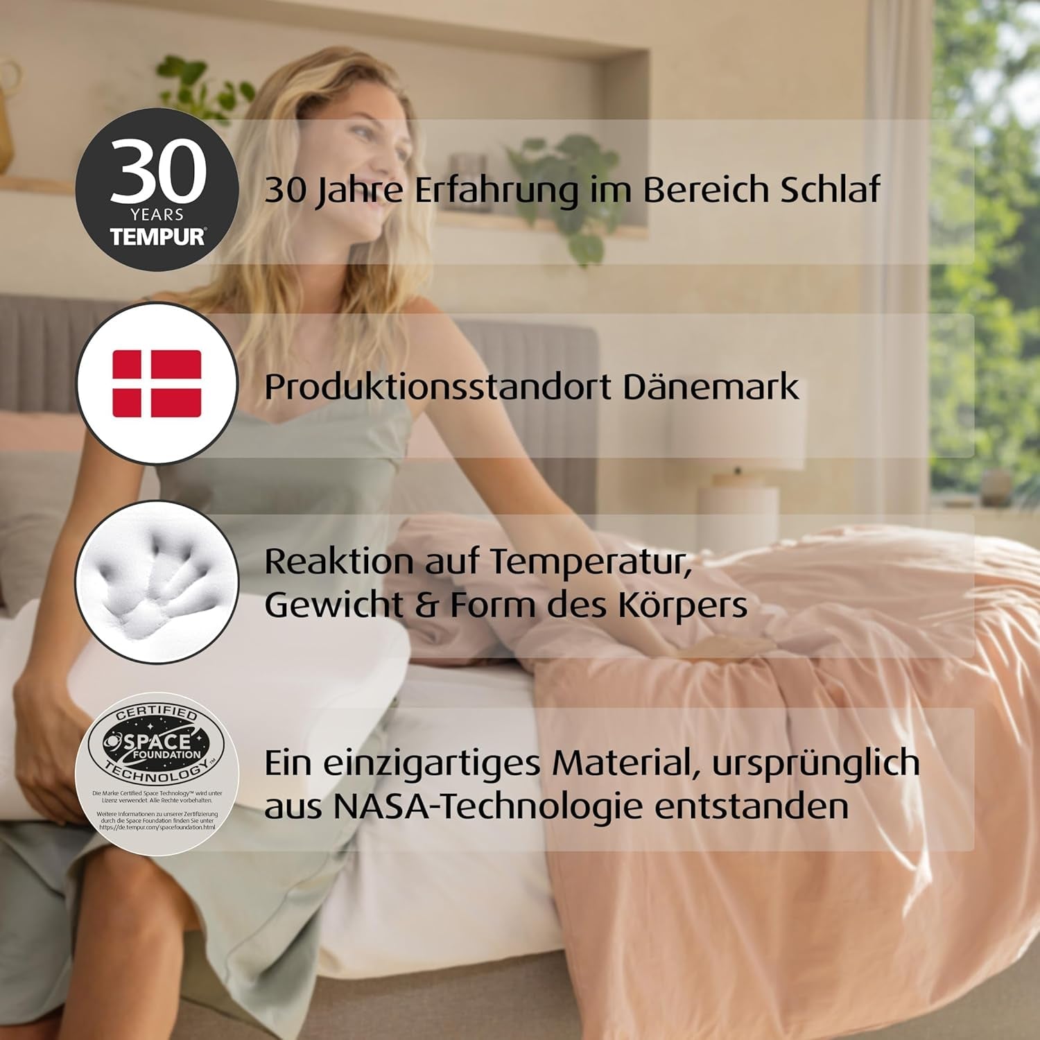 Pernă de dormit TEMPUR Original din spumă cu memorie, pernă ergonomică cu suport pentru gât pentru persoanele care dorm pe o parte și pe spate, senzație fermă, S (50 x 31 x 8/5 cm), Alb