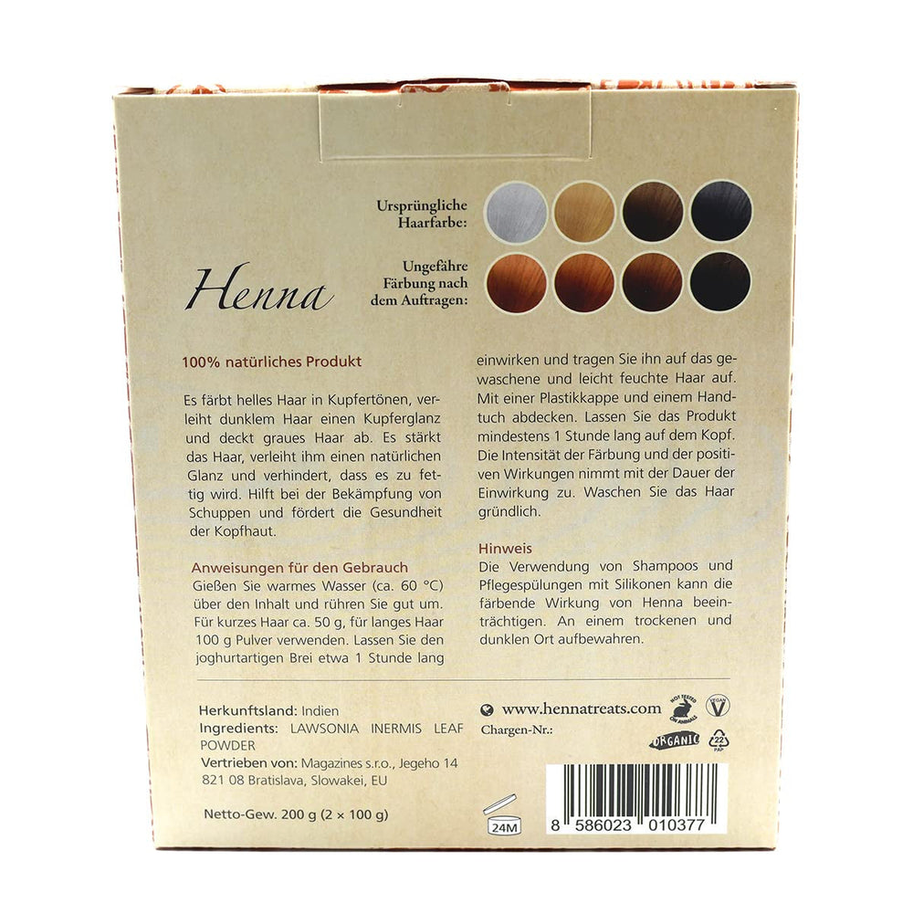 Henné - Cuivre - Coloration naturelle et soin des cheveux - Poudre - 200g Teinture cheveux Naty Shop