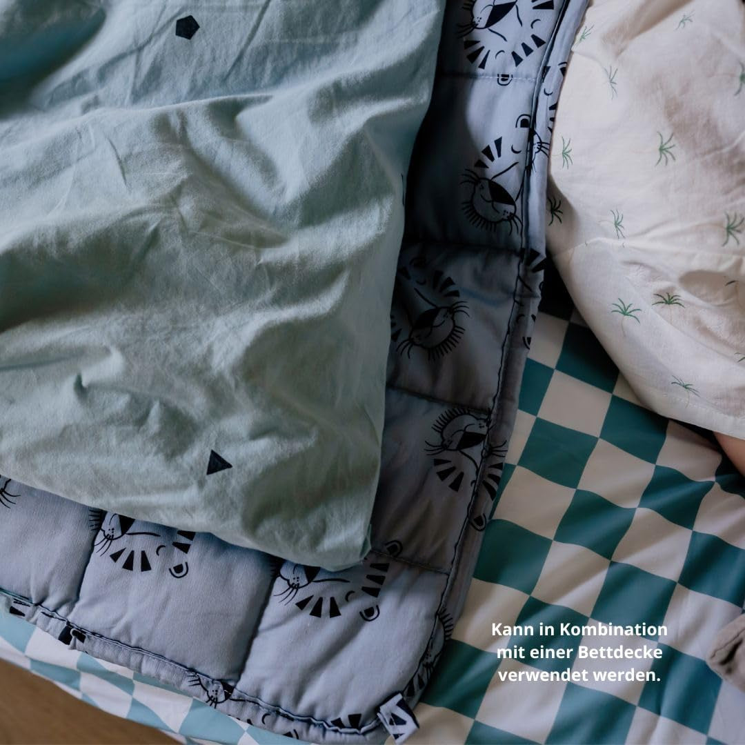Couverture pondérée pour bébé | 3,5 kg | 100X150Cm | Couverture thérapeutique | Couvertures lestées | Couverture épaisse (visage de tigre bleu, 3,5Kg-100X150 Cm) Lits et Couvertures BLENKZ.