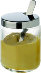 APS 40415 Ghivece cu muștar, set de 2, fiecare Ø 5cm, H: 6cm, sticlă, oțel inoxidabil, incl. lingură și capac