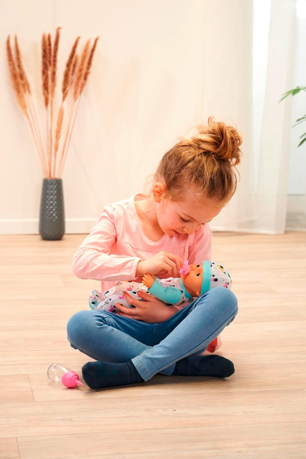 Poupée nouveau-né éléphant en vinyle de 30 cm, avec fonction de boisson et d'arrosage, biberon et tétine, à partir de 2 ans