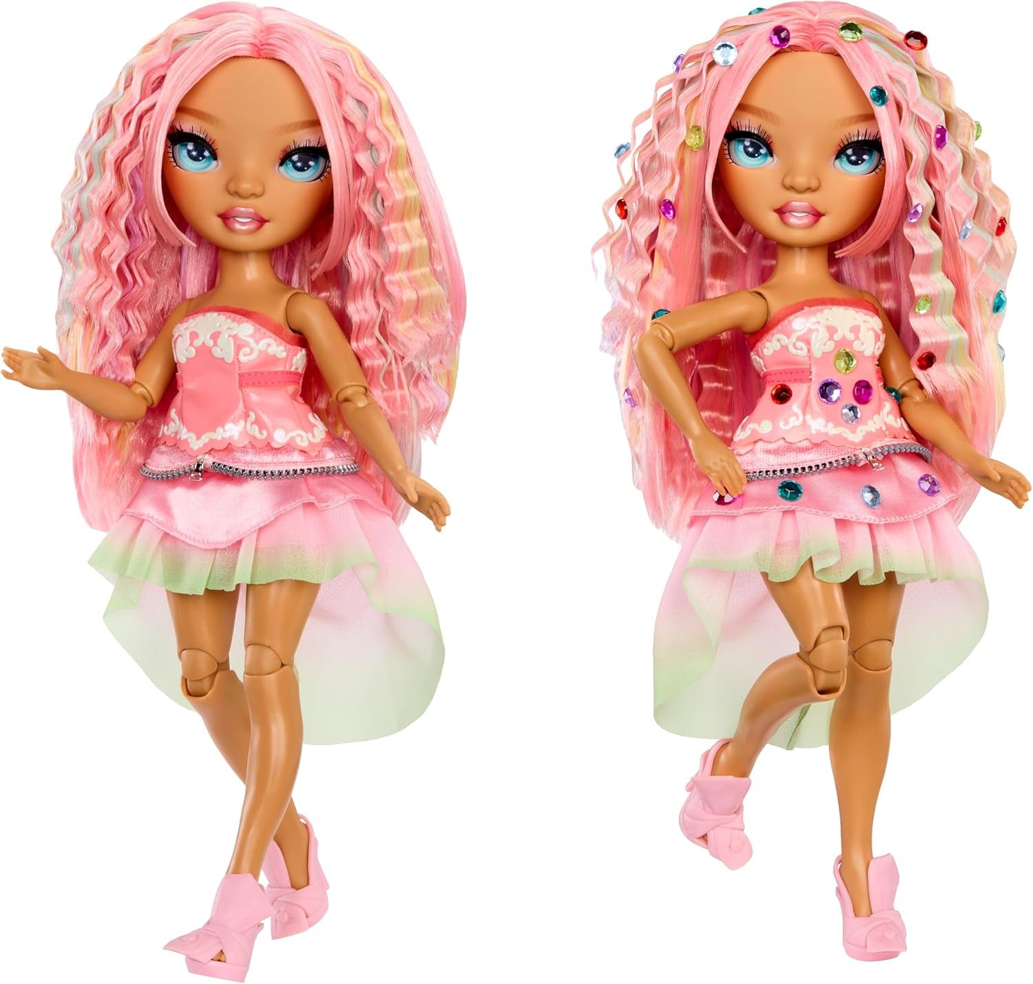 Rainbow High Be Dazzling - Adeline Rose - Poupée mannequin rose de 28 cm avec outil de décoration, pierres précieuses scintillantes et accessoires de coiffure