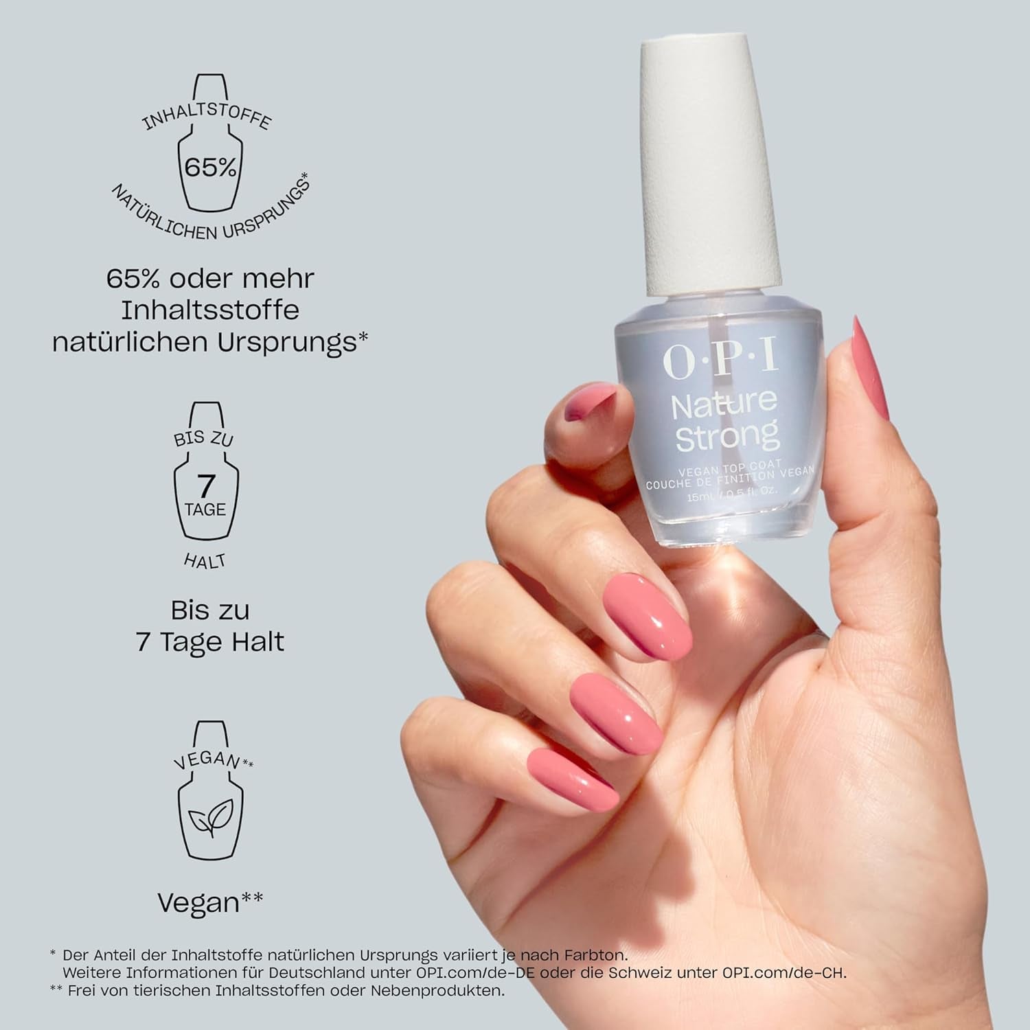 OPI Nature Strong Blue and Green Shades – ojă de lungă durată cu o formulă vegană, inovatoare, care conține ingrediente naturale – pentru unghii strălucitoare