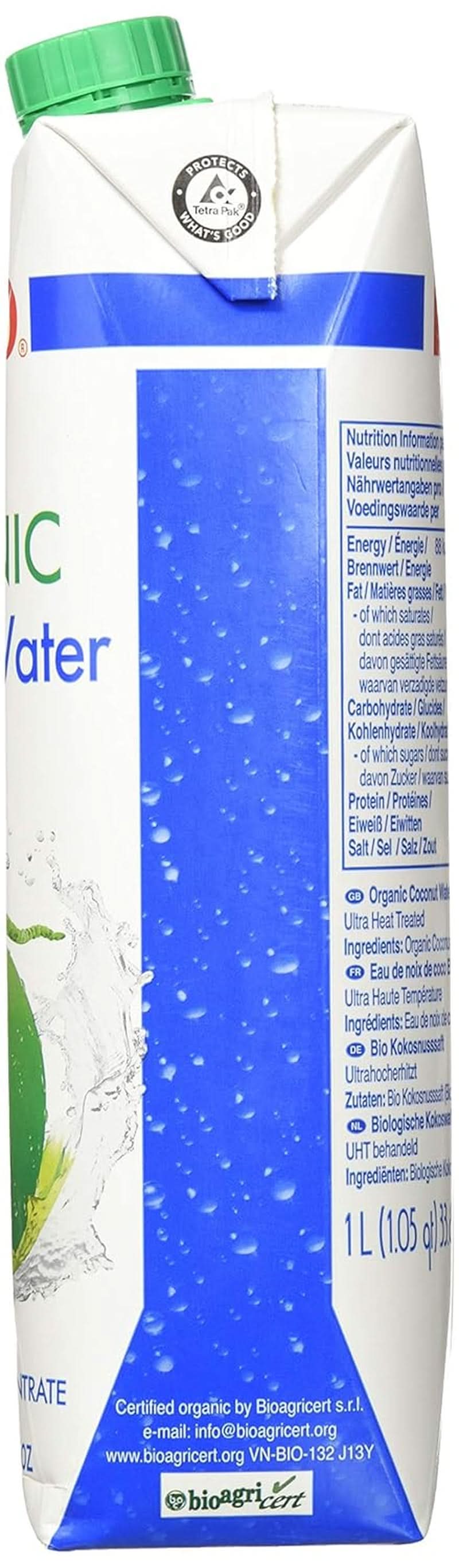 FOCO Eau de Coco Bio Boisson Sportive Rafraîchissante Pure 100% Eau de Coco - 6 X 1 Litre Naty Shop