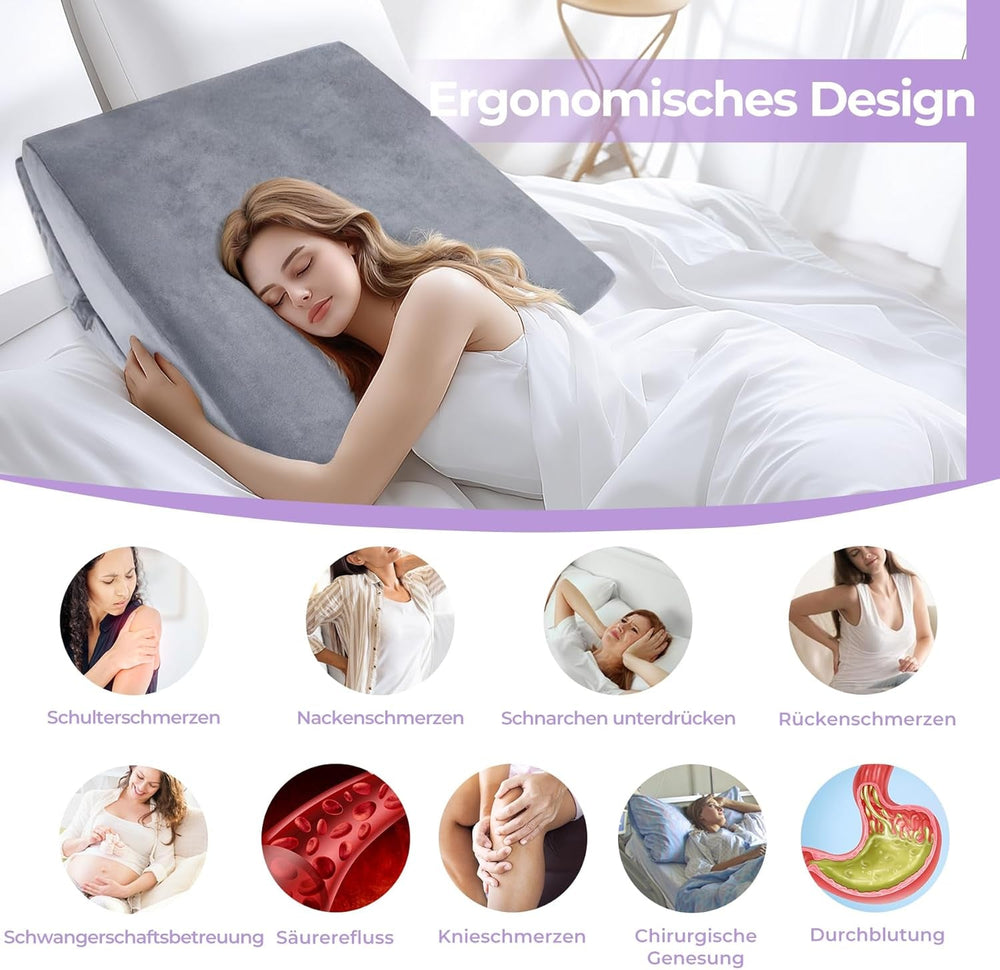 Pernă cu pană reglabilă cu spumă de înaltă densitate, pernă ergonomică pentru spate pentru pat și canapea, pernă de citit antireflux pentru dormit, joacă, vizionarea la televizor (Greu)