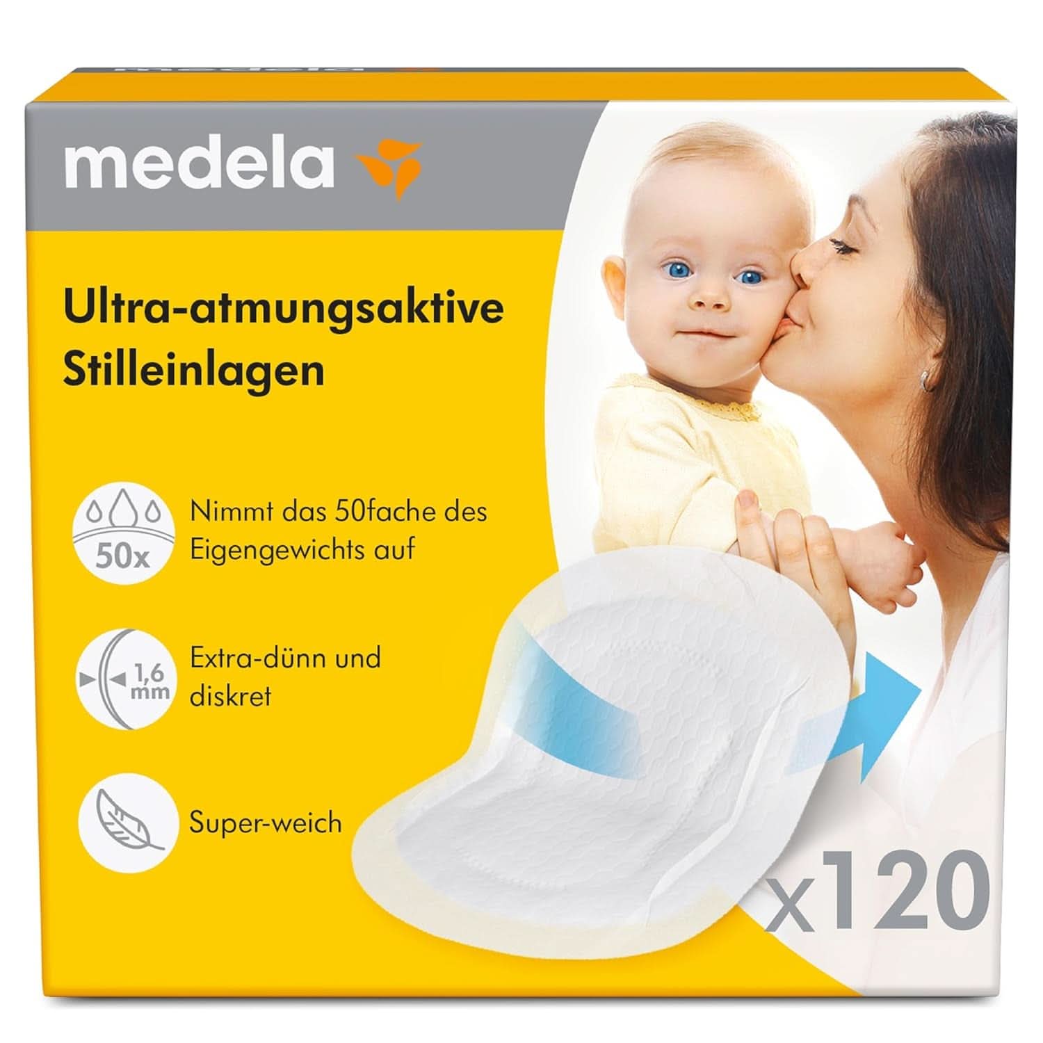 Coussinets d'allaitement ultra respirants de Medela, 120 pièces Accessoires d'alimentation et d'allaitement Bebe Naty Shop
