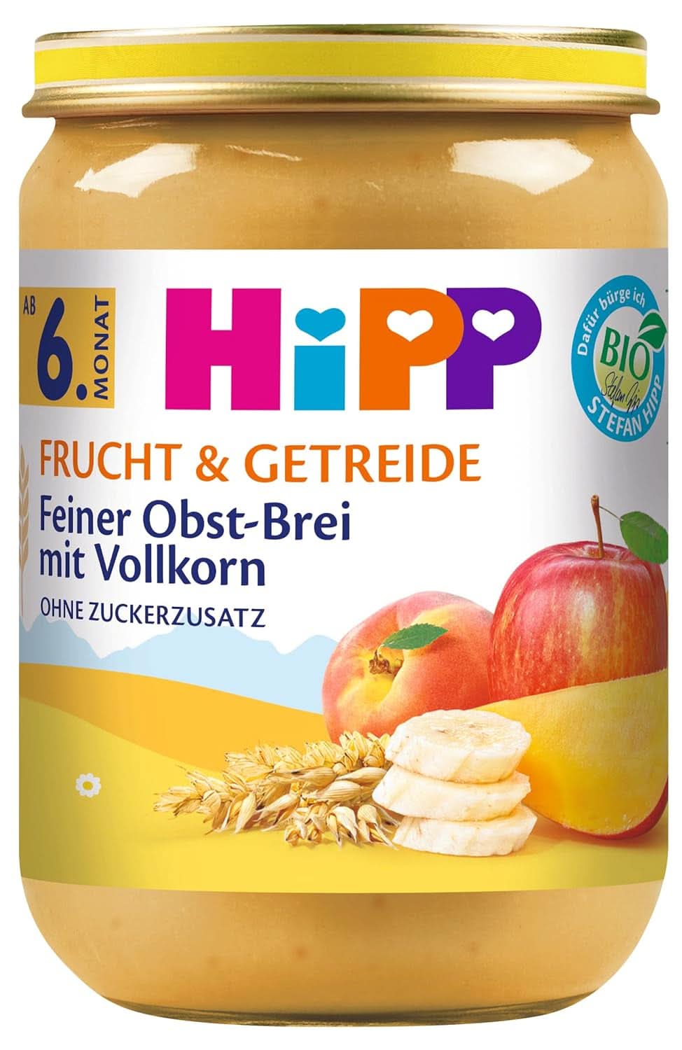 Hipp Poires-Bananes aux biscuits, paquet de 6 (6 X 190 grammes) Mère et Enfant Naty Shop 190 grammes Bouillie de fruits fine à la farine complète