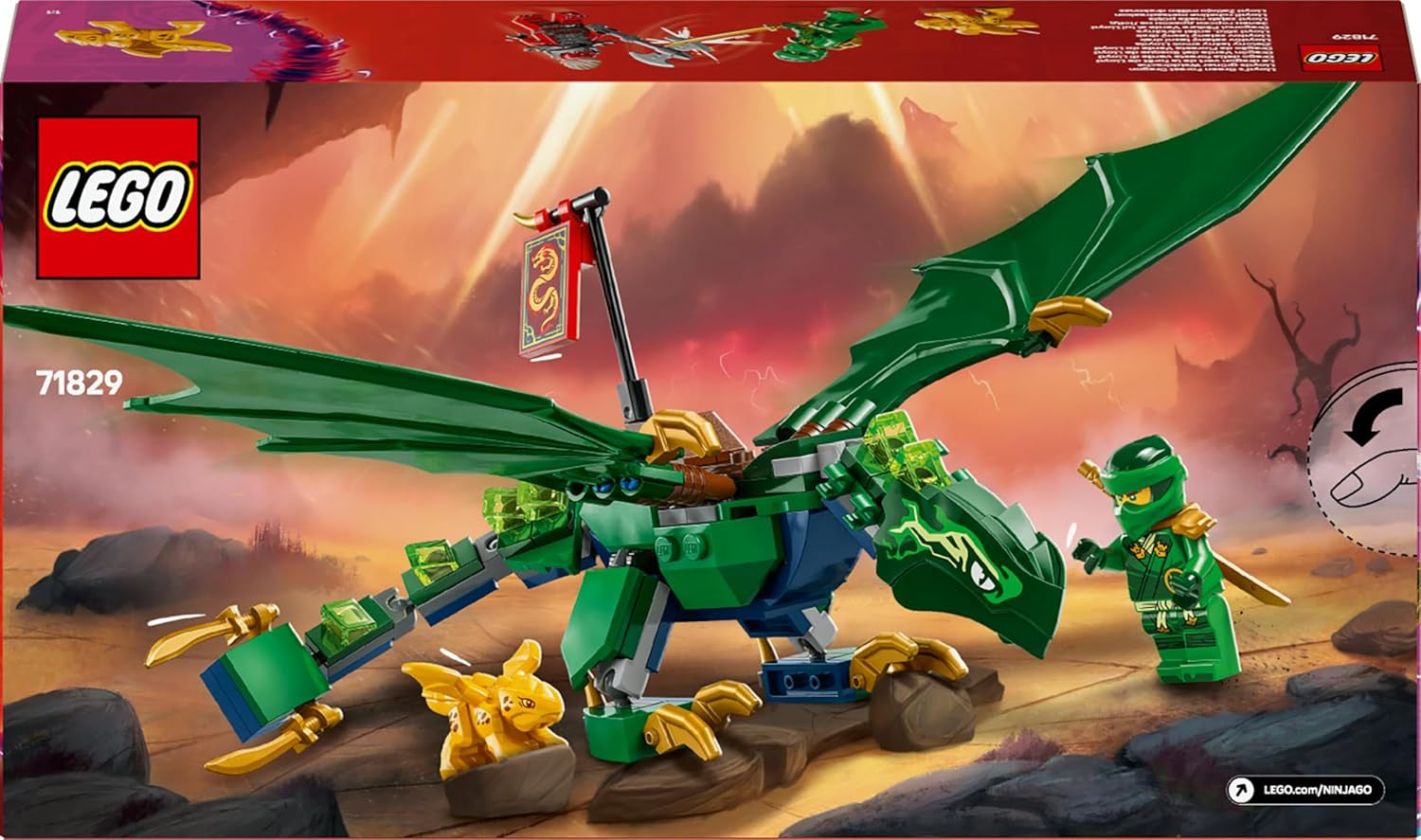 LEGO NINJAGO Lloyds grüner Walddrache - Spielzeug Drache mit 2 Minifiguren - Drachenfigur mit beweglichem Schwanz, Hals, Beine & Flügel - Geschenkidee für Jungen und Mädchen ab 6 Jahren 71829