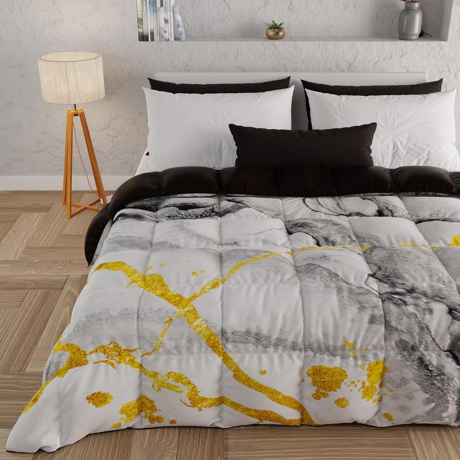 PETTI Artigiani Italiani - Couette d'hiver, Couette d'hiver, Couette simple, Double face, Impression monochrome et numérique, microfibre 100% hypoallergénique, Fabriqué en Italie