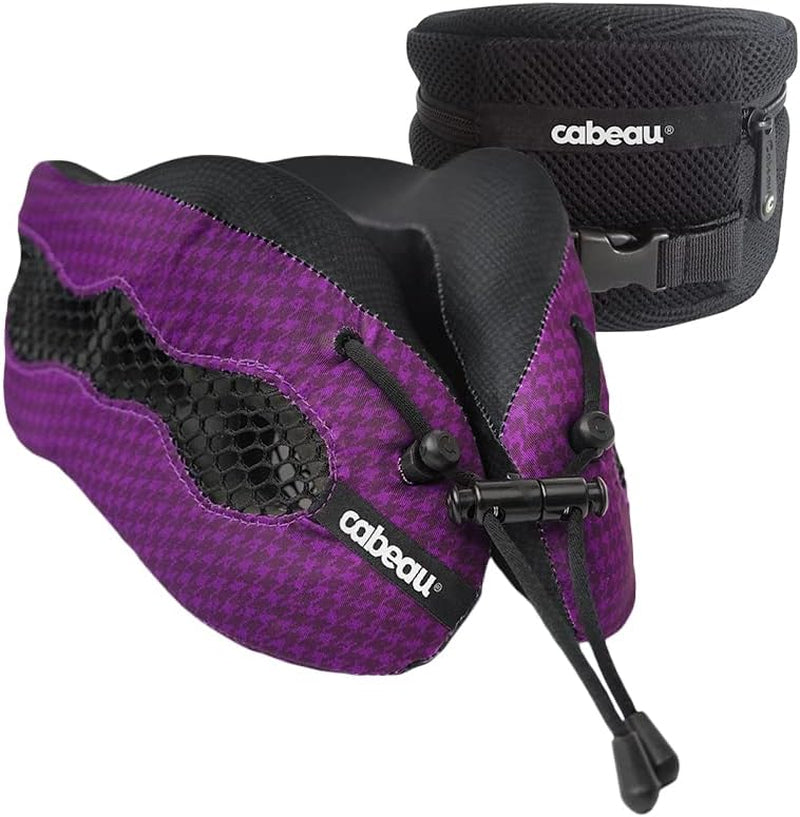 Oreiller cervical de voyage Cabeau Long Flight - Evolution Cool - Mousse à mémoire de forme avec aérations - Compact avec étui de transport (violet) Naty Shop Travel Pillows Titre par défaut