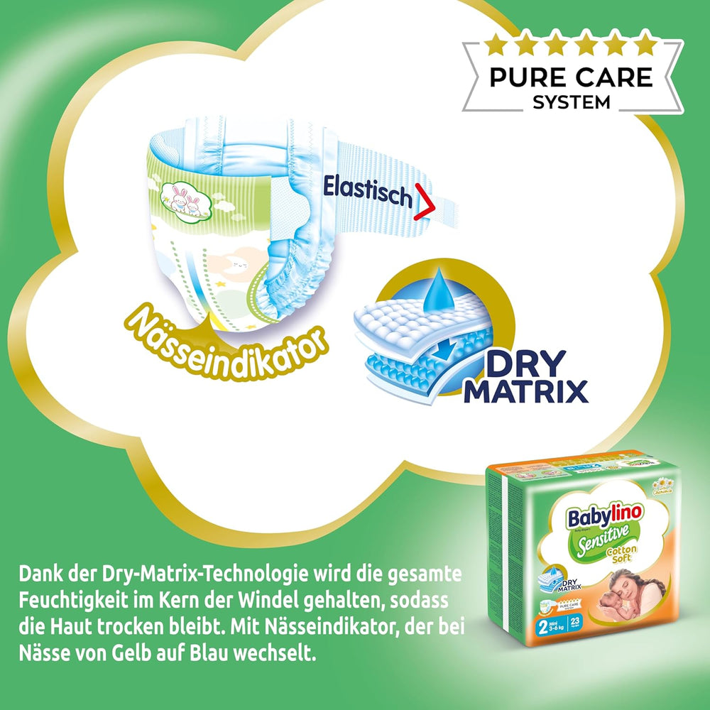 Couches pour bébés sensibles, taille 2, mini (3-6 kg), 192 couches