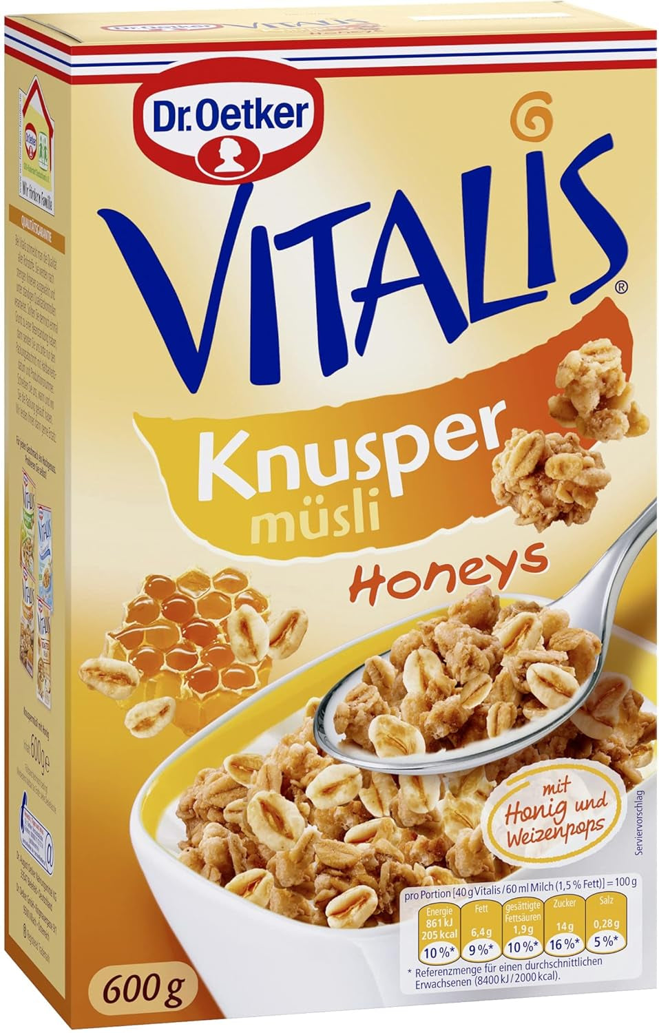 Dr. Oetker Vitalis Crunchy Flakes : Muesli croquant avec corn flakes et morceaux d'amandes, paquet de 5 (5 x 600g)