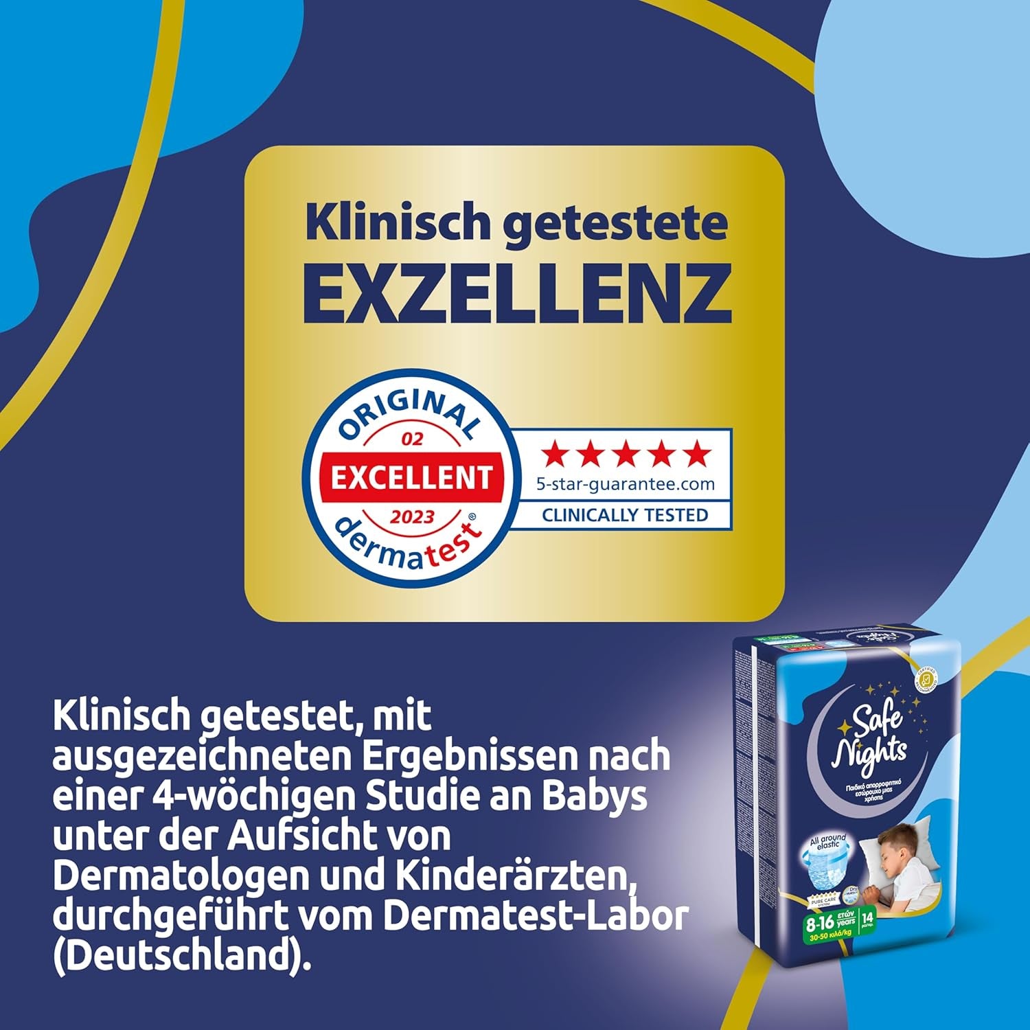 Safe Nights Boy, pantalon de nuit pour 8-16 ans (30-50 kg), 84 pièces