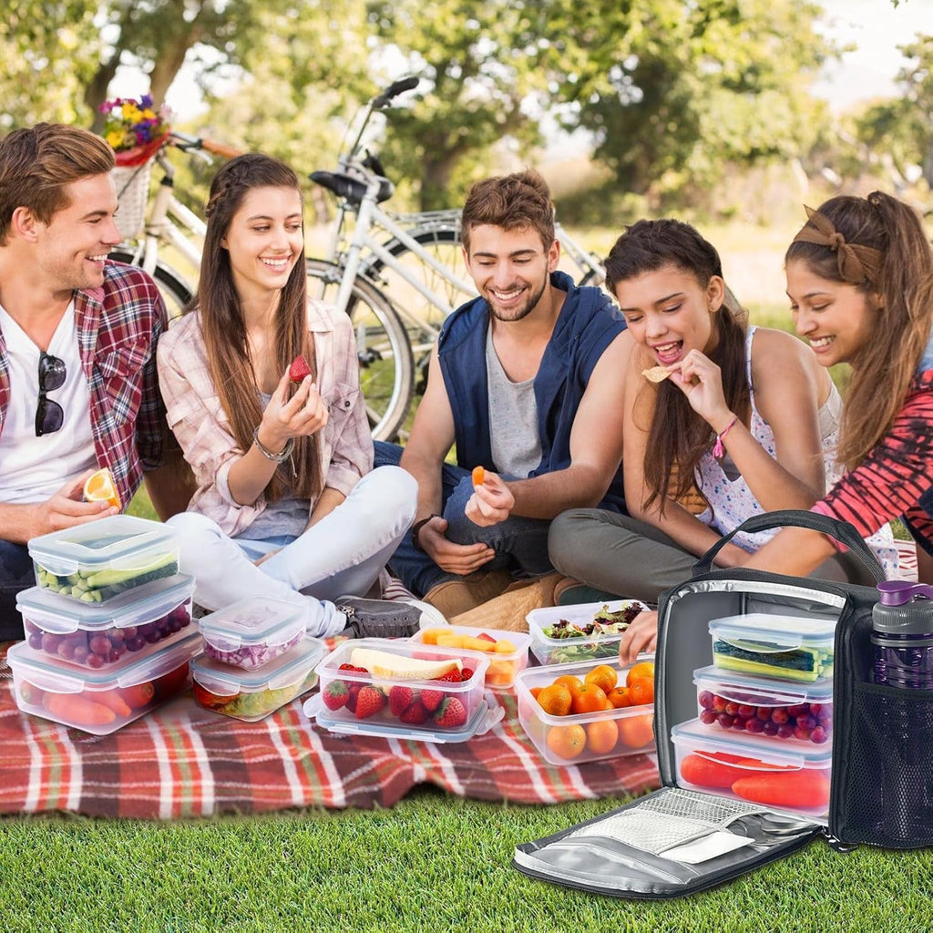 YASHE borcan de depozitare a alimentelor cu capac, set borcan de depozitare din plastic din 12 piese, fără BPA, 100% etanș, stivuibil, transparent Cutii depozitare alimente Naty Shop