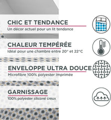 Blanrève Housse de couette Imprimée ou unie, Tempérée, Pour lit simple, Ecologique, Facile d'entretien, 140 X 200 Cm, Blanc, Gris Couettes et couettes Naty Shop