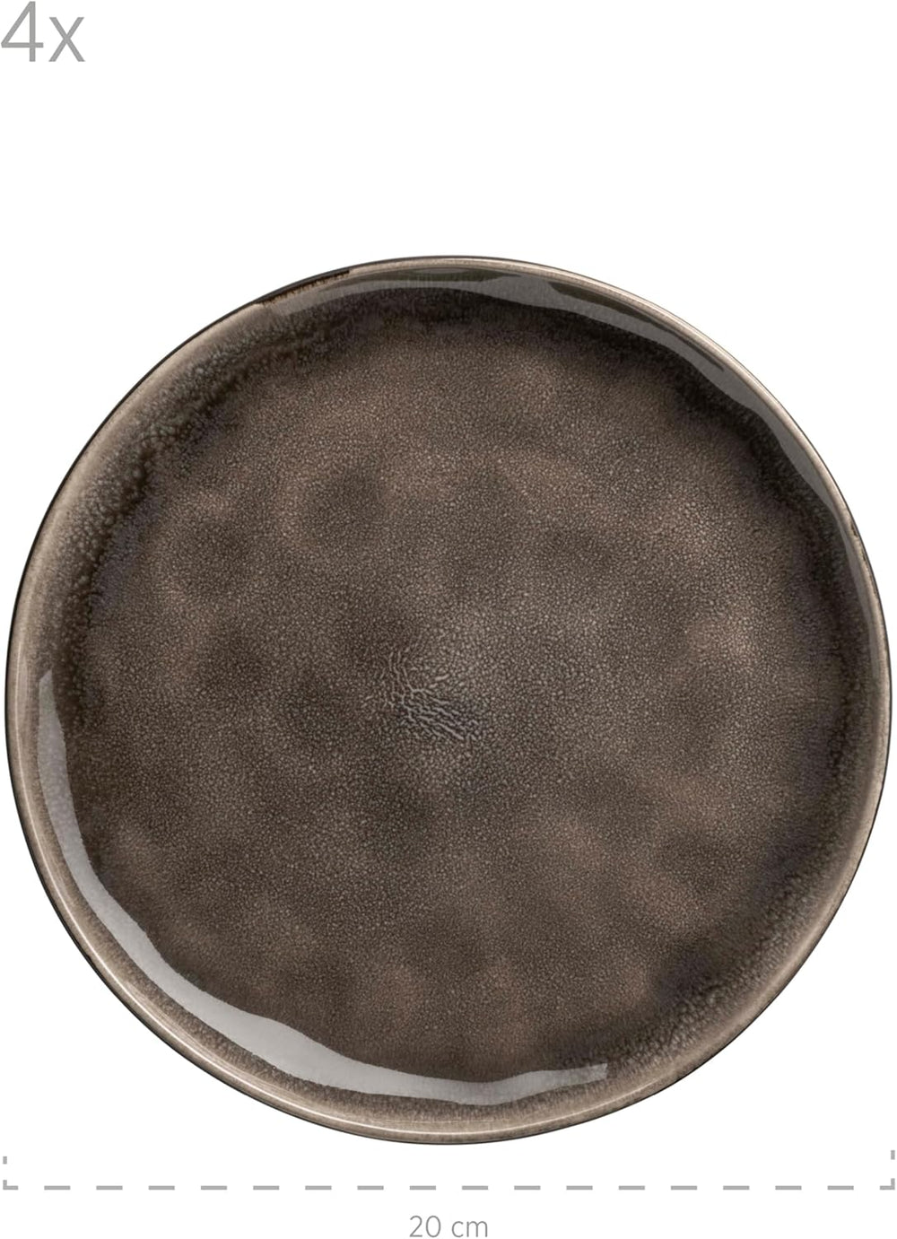 MÄSER 934073 Niara Organic Series Service de table moderne pour 4 personnes au look vintage passionnant, service combiné de 16 pièces avec une combinaison spéciale de vernis noir et marron, grès