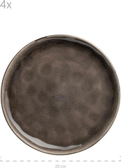 MÄSER 934073 Niara Organic Series Service de table moderne pour 4 personnes au look vintage passionnant, service combiné de 16 pièces avec une combinaison spéciale de vernis noir et marron, grès
