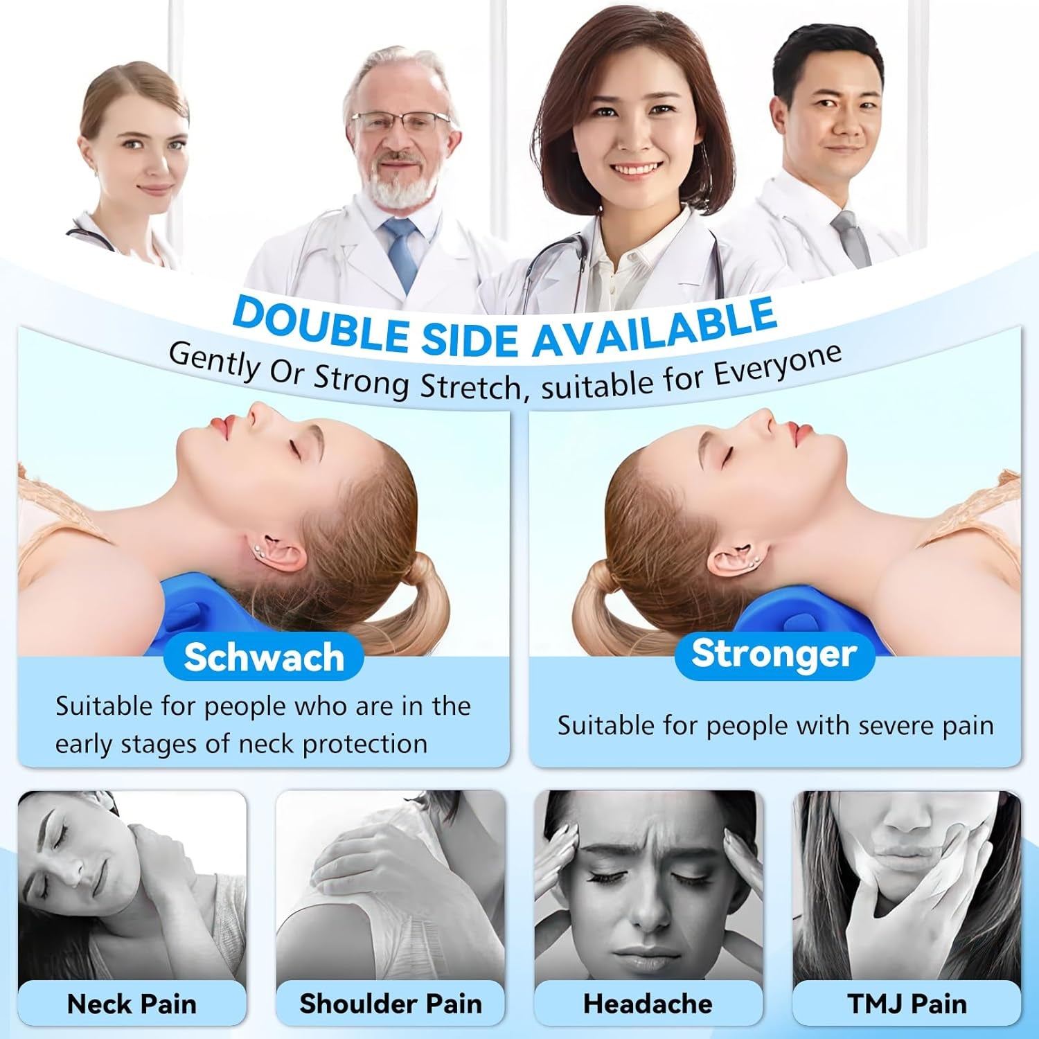 Civière de cou 2.0, Cloudy Neck Lefaya Civière de cou Vainqueur du test orthopédique Civière de cou pour soulager les douleurs cervicales Bosse de cou de qualité supérieure Nuage de cou corrige la posture (Bleu) Oreillers orthopédiques cervicaux Naty Shop