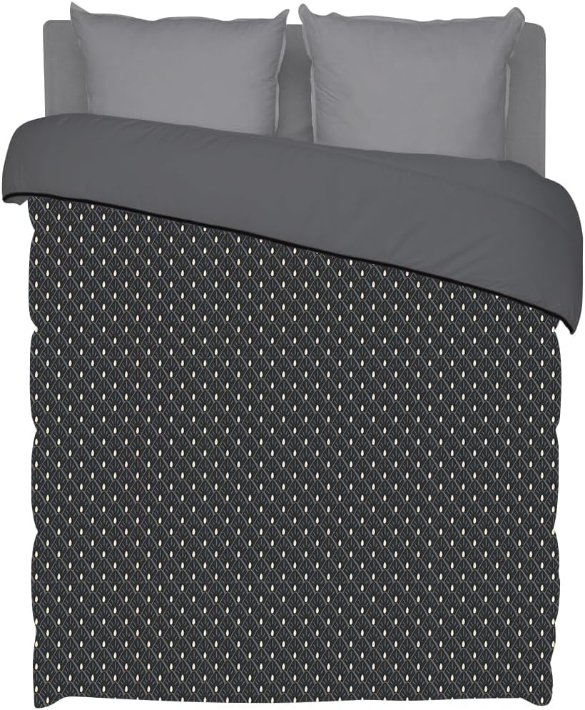 Bleu Câlin Couette imprimée 1 personne Hermance, polyester, bleu/gris, 140 X 200 Cm Couettes et couettes Naty Shop