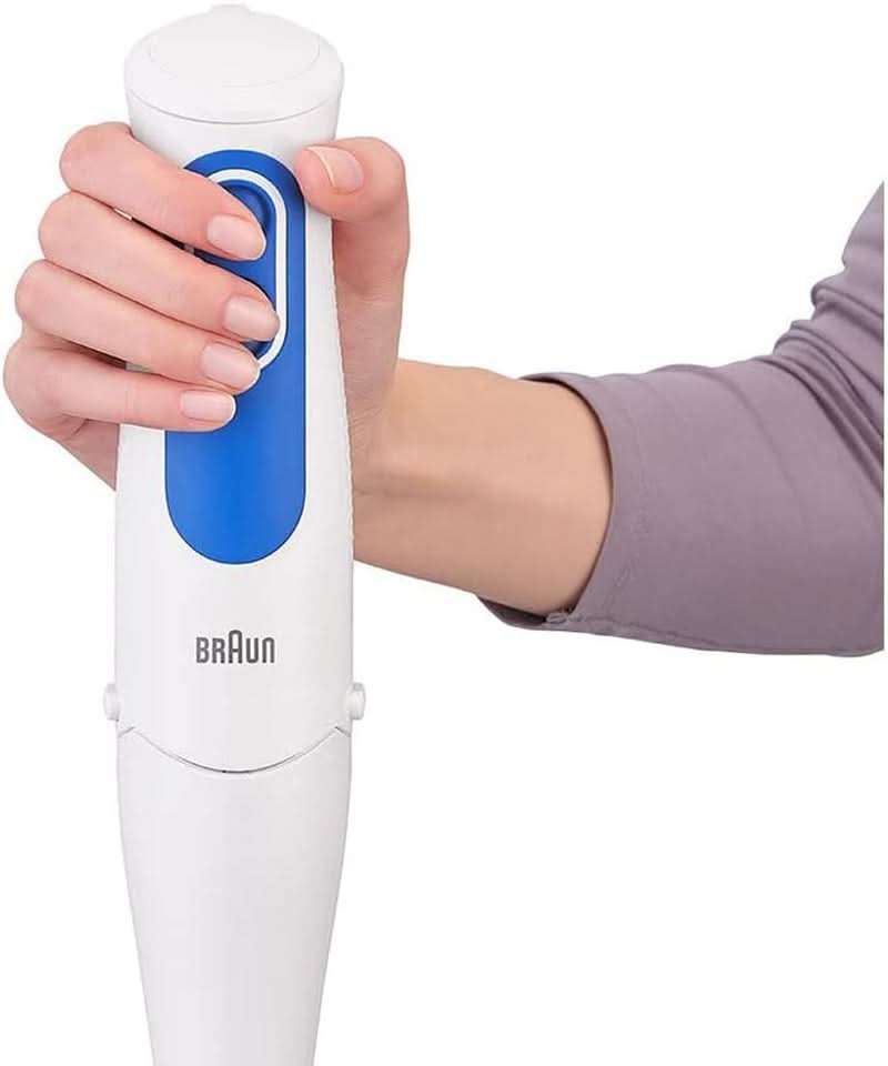 Braun Multiquick 3 MQ 3000 Smoothie+ Stabmixer – Pürierstab Mit 2 Geschwindigkeiten, Powerbell plus et Splashcontrol-Technologie, 700 Watt, Inkl. 600 ml Mix- & Messbecher, Blau/Weiß Cuisine Naty Shop