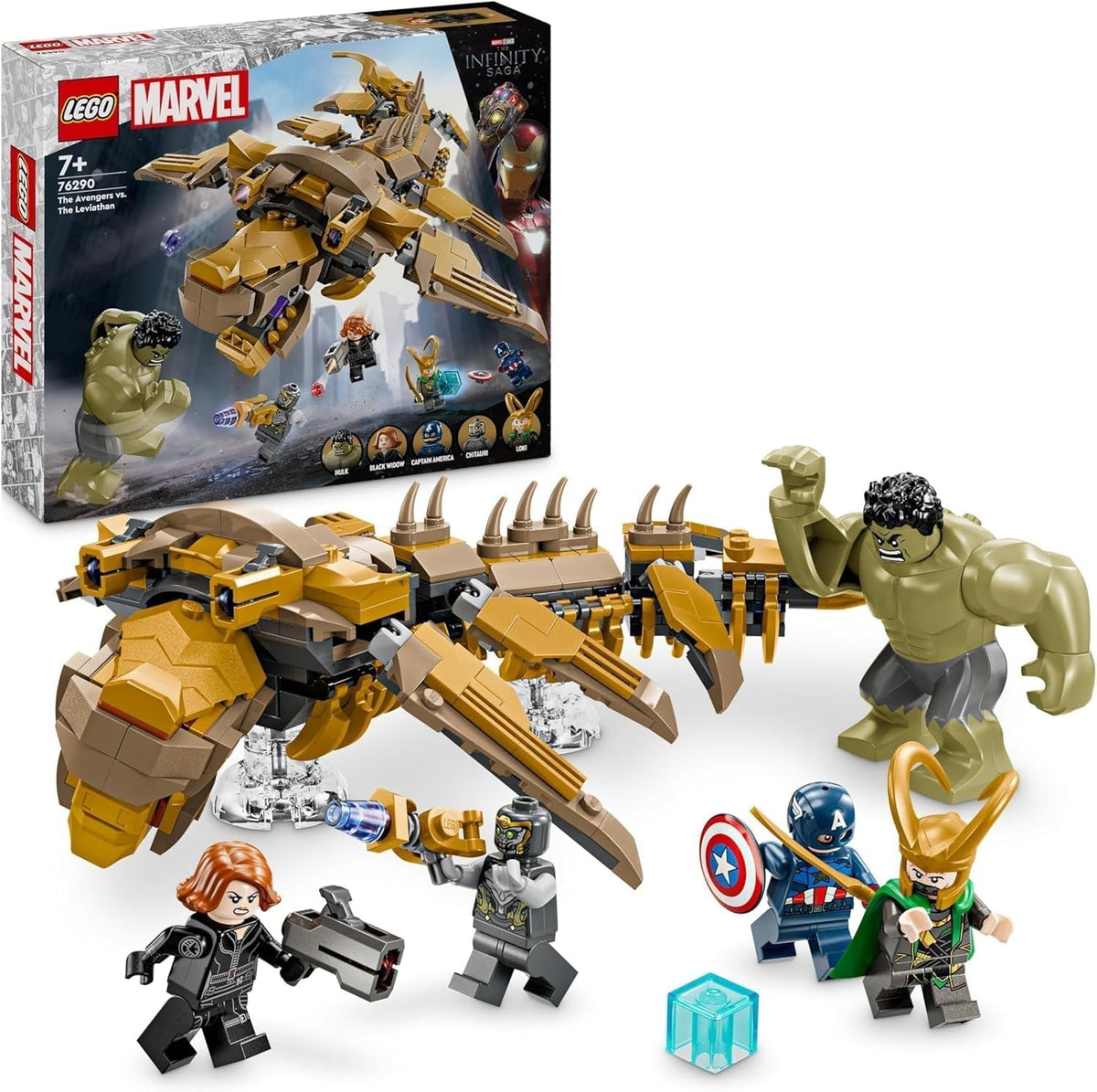 LEGO Marvel Avengers contre. Jeu de construction Léviathan avec figurines de Hulk et Captain America, Loki, Black Widow et Chitauri, ensemble de jeu Avengers pour garçons et filles 7+ 76290 Jeux de construction Besuche den LEGO-Store Titre par défaut
