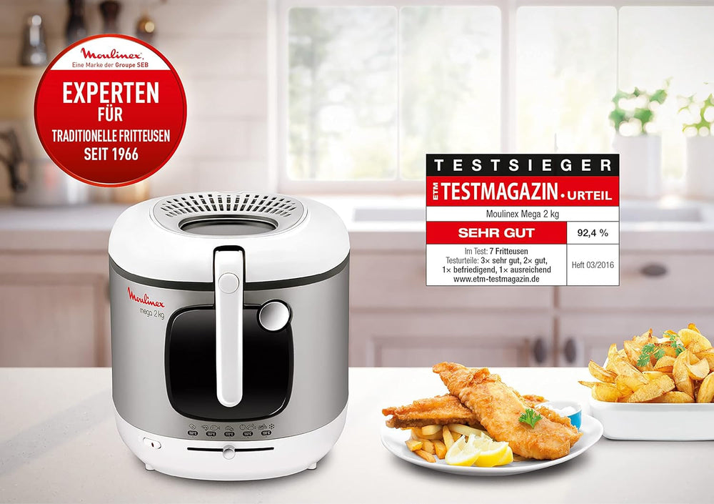 Friteuse AM4800 Mega 2Kg, friteuse à huile, filtre anti-odeur, 1800 W, électroménager Naty Shop