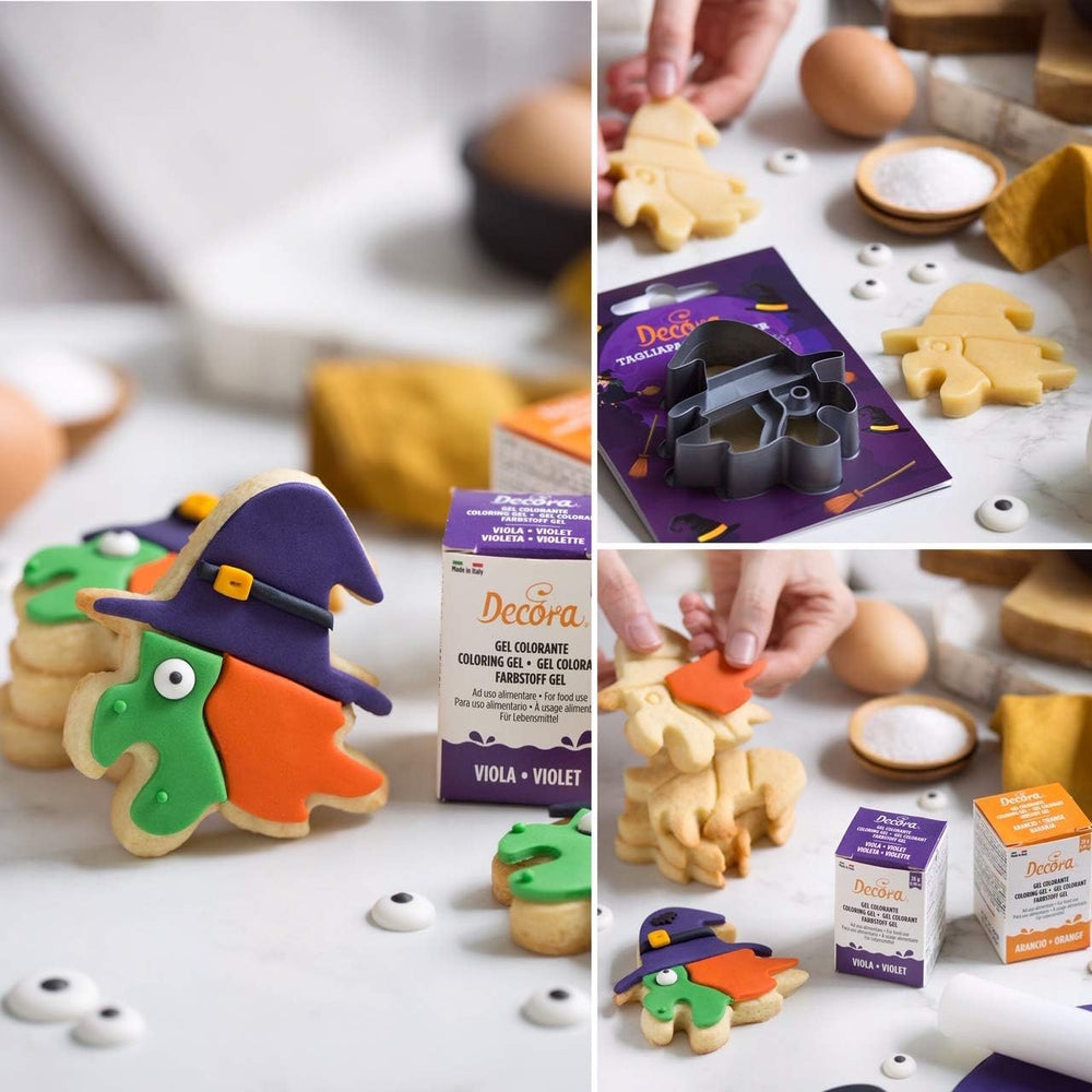 0255093 Moule à biscuits en plastique Befana Witch, 8 x 2,2 cm, gris