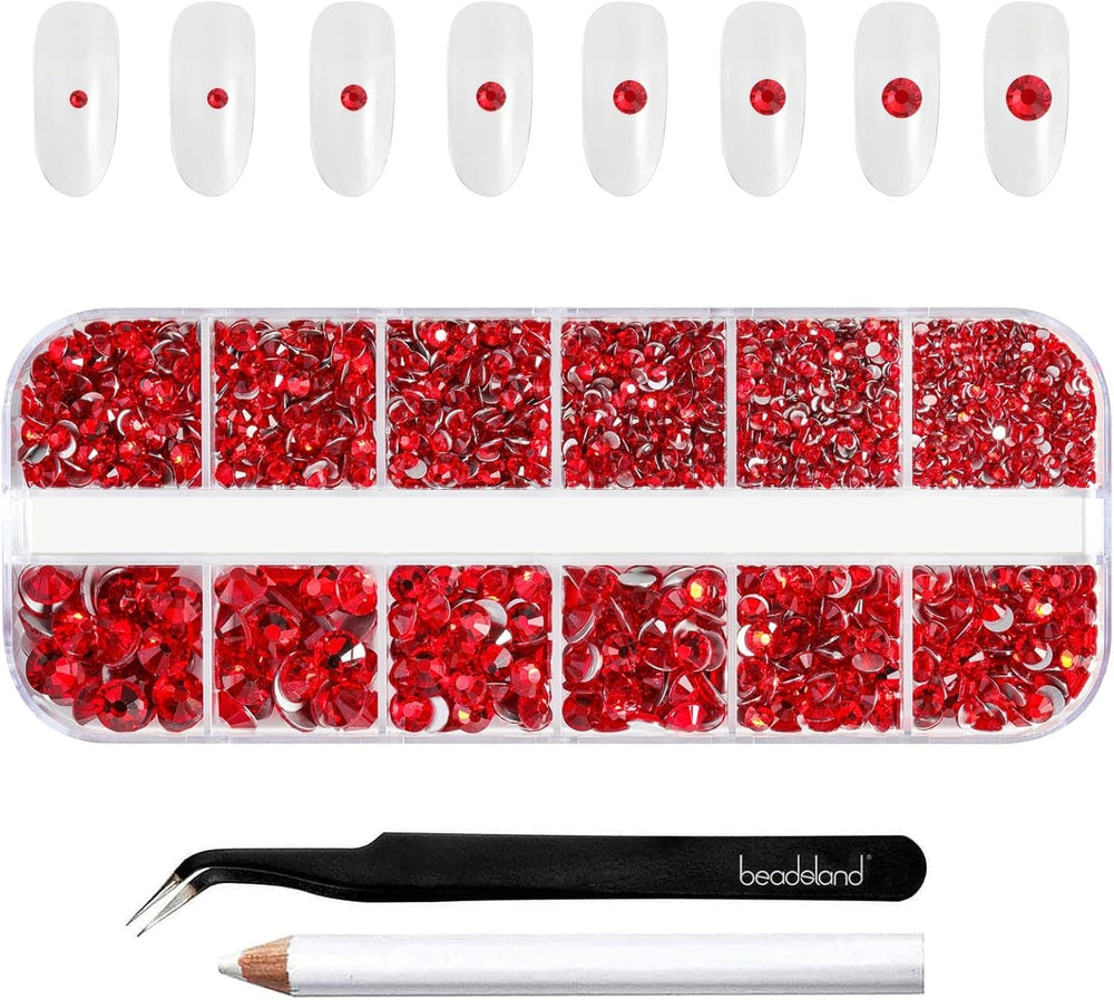 Beadland 2500Pcs Verre Nailart Strasssteine ​​​​Kristall Flatback Edelsteine ​​​​Runde, ​​​​pour Handwerk Gemischt 8 Größen SS4 ~ SS30 Mit Picking Pinzette Und Stift (Kristall Weiss)