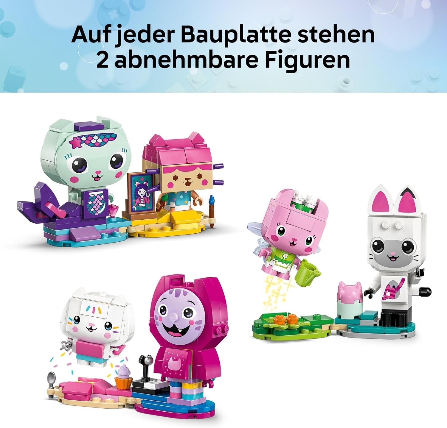 LEGO Gabbys Puppenhaus Gabbys Katzenfreunde - Spielzeug mit 6 Tierfiguren inkl. Meerkätzchen und Kitty Fairy - Ständer zum Ausstellen - Geschenk für Mädchen ab 6 Jahren - 11215