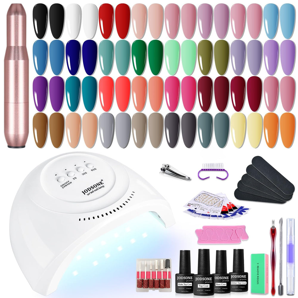 JODSONE 36-Teiliges Gel-Nagellack-Set, 32 Farben, Gel-Nagellack-Set, Basislack, Glänzend, Matt Und Glitzernder Decklack, Naillack-Set, Grün, Blau, Rot, Rosa, Kollektion, Geschenke Für Frauen