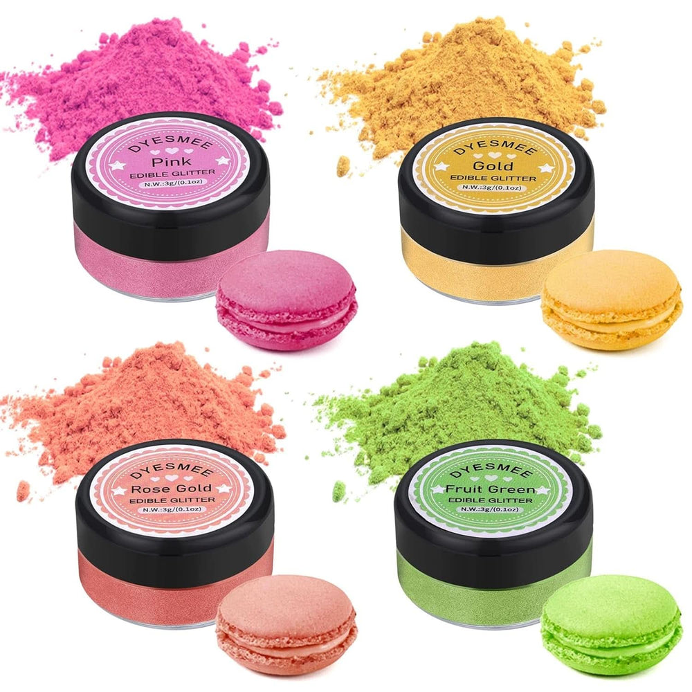 Paillettes comestibles, Lot de 4 ou 6 nuances de couleurs, 4 grammes par produit Glitter Naty Shop 4 couleurs