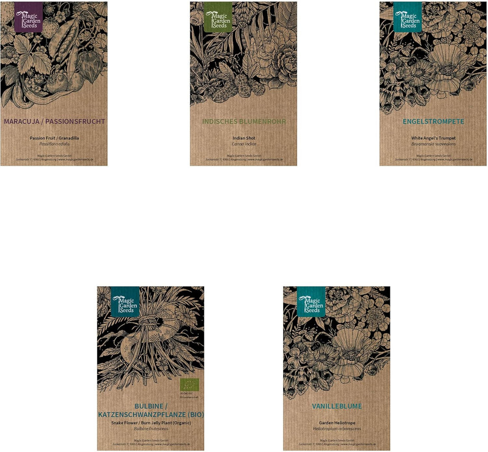 Schönheiten Exotische für Wintergarten und Terrasse - Samen-Geschenkset mit 5 frostempfindlichen Blühpflanzen aus all Welt
