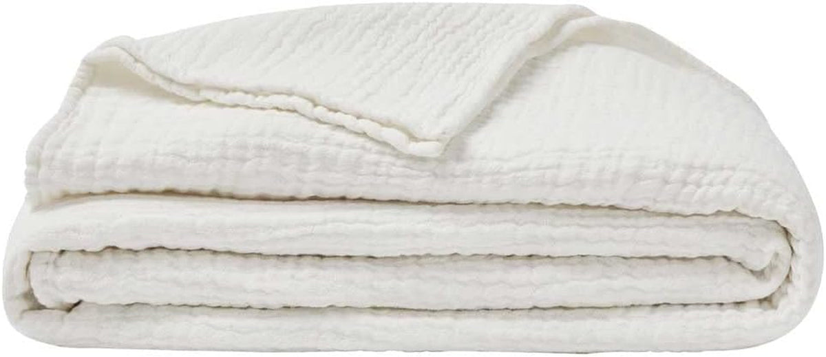 ESSIX Plaid, Monocolor, En gaze de coton, Jazzy, 130 X 170 Cm Couettes et couettes Naty Shop Blanc