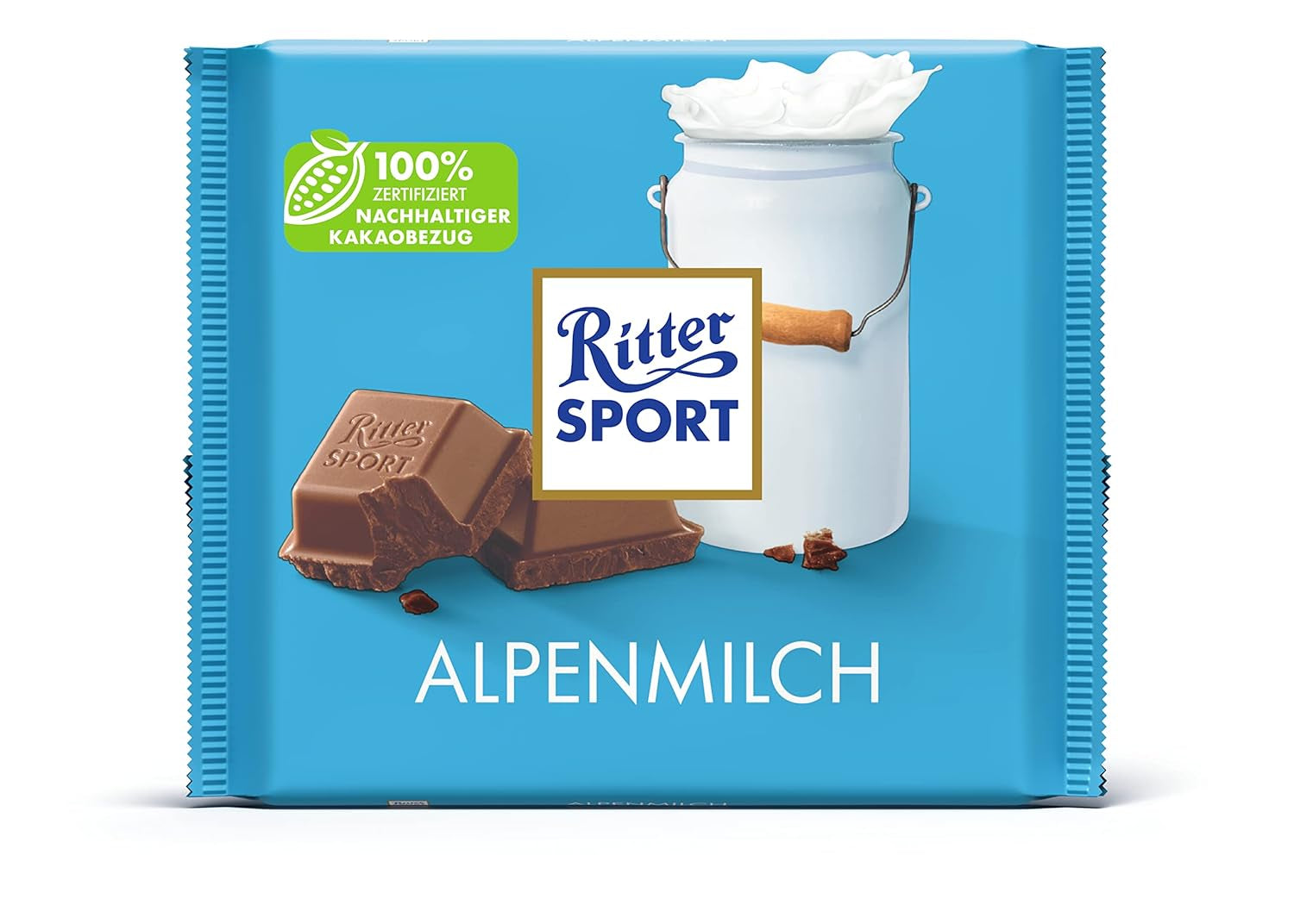 Ritter Sport 250g Chocolat au lait alpin, Le meilleur chocolat au lait entier au goût crémeux, Chocolat classique à partager entre amis, 11 barres x 250g