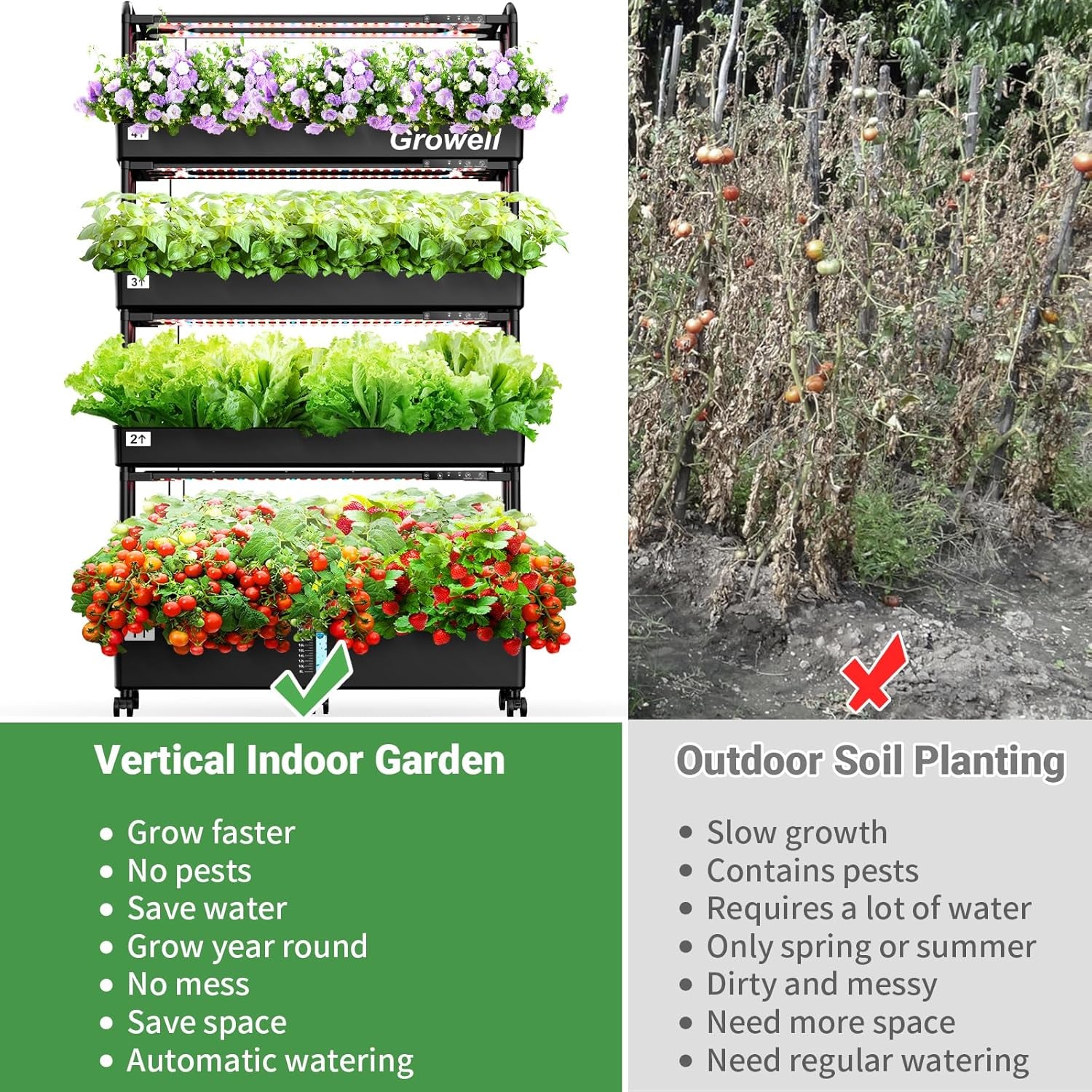 Grand kit de système de culture hydroponique 120 capsules Jardin hydroponique vertical avec 2 modes d'éclairage Système de circulation d'eau automatique 48 L Système de jardinage d'herbes d'intérieur